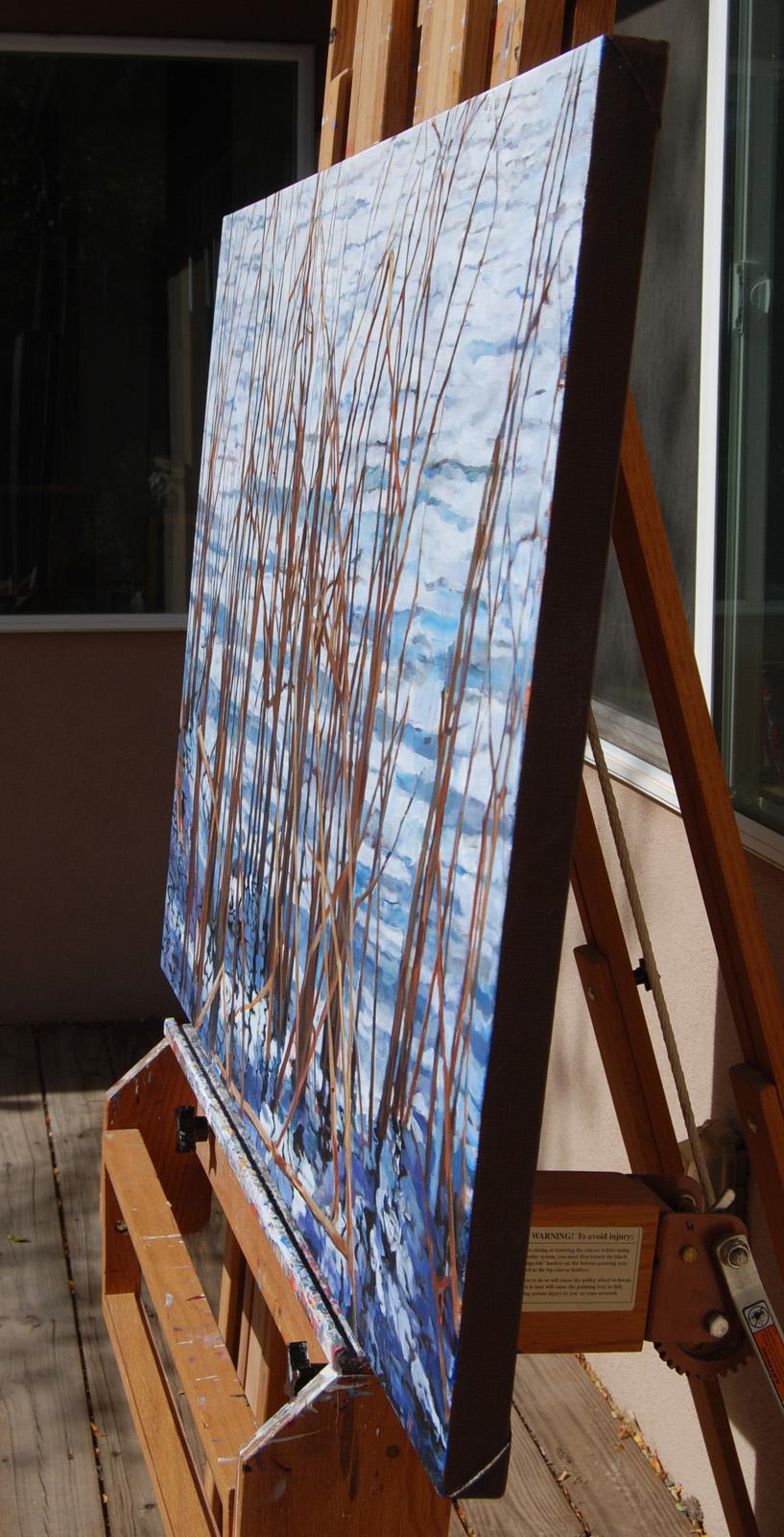 Reeds and Ripples, Originalgemälde (Abstrakter Impressionismus), Art, von Heather Foster