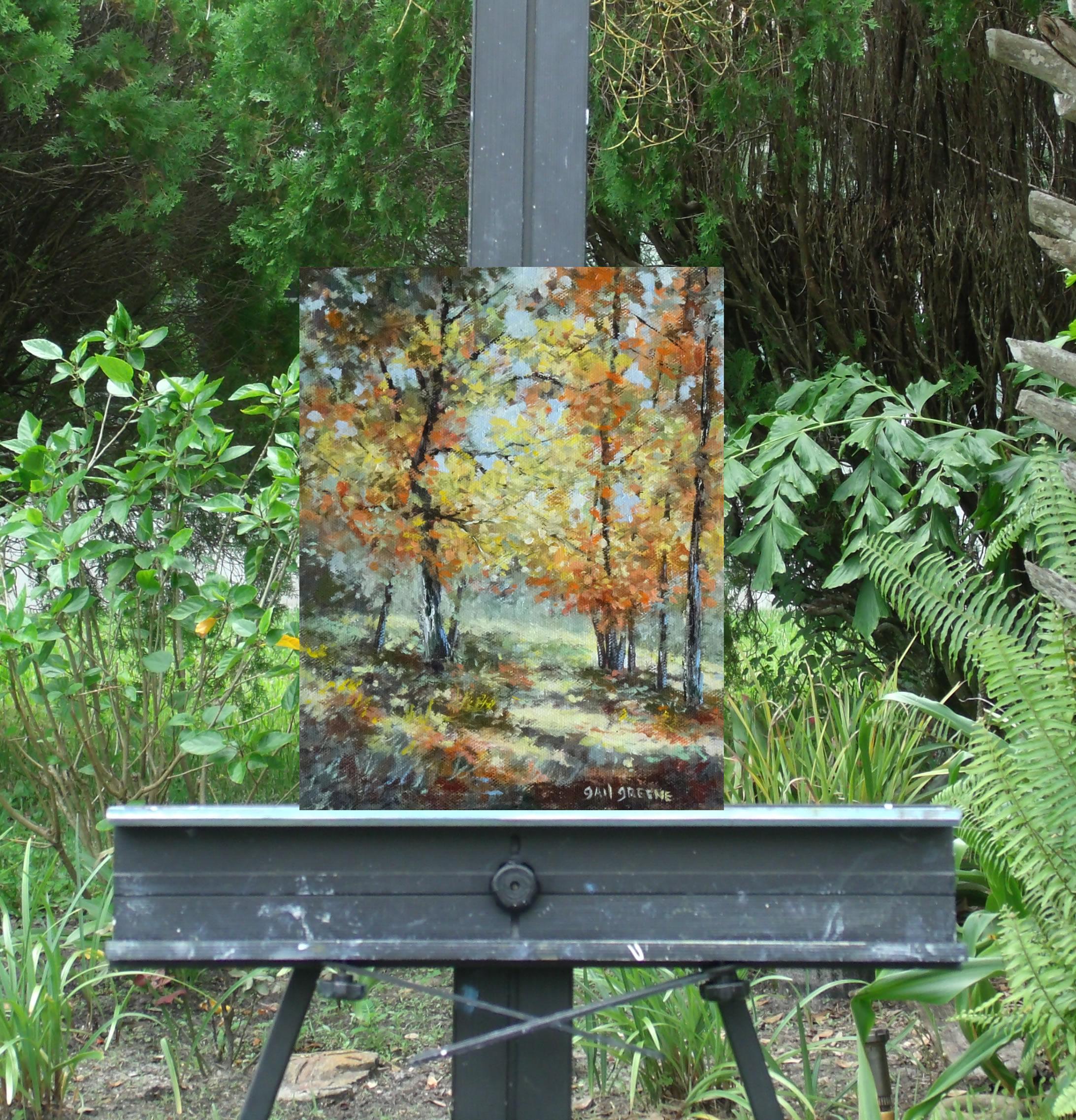 Ombres d'automne, peinture à l'huile - Impressionnisme abstrait Painting par Gail Greene
