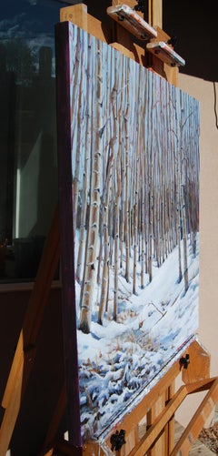 Peinture originale d'Aspen Grove peinte en forme de grotte de neige