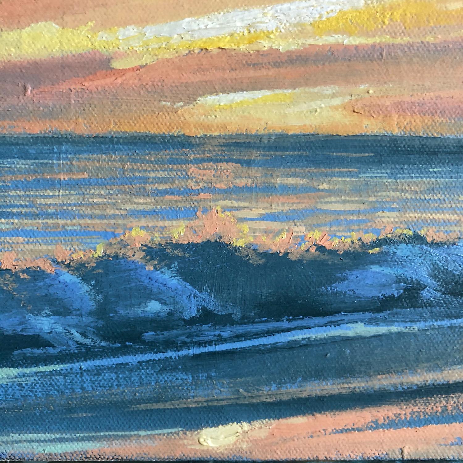 Rayon de soleil, peinture à l'huile - Bleu Landscape Painting par Jesse Aldana
