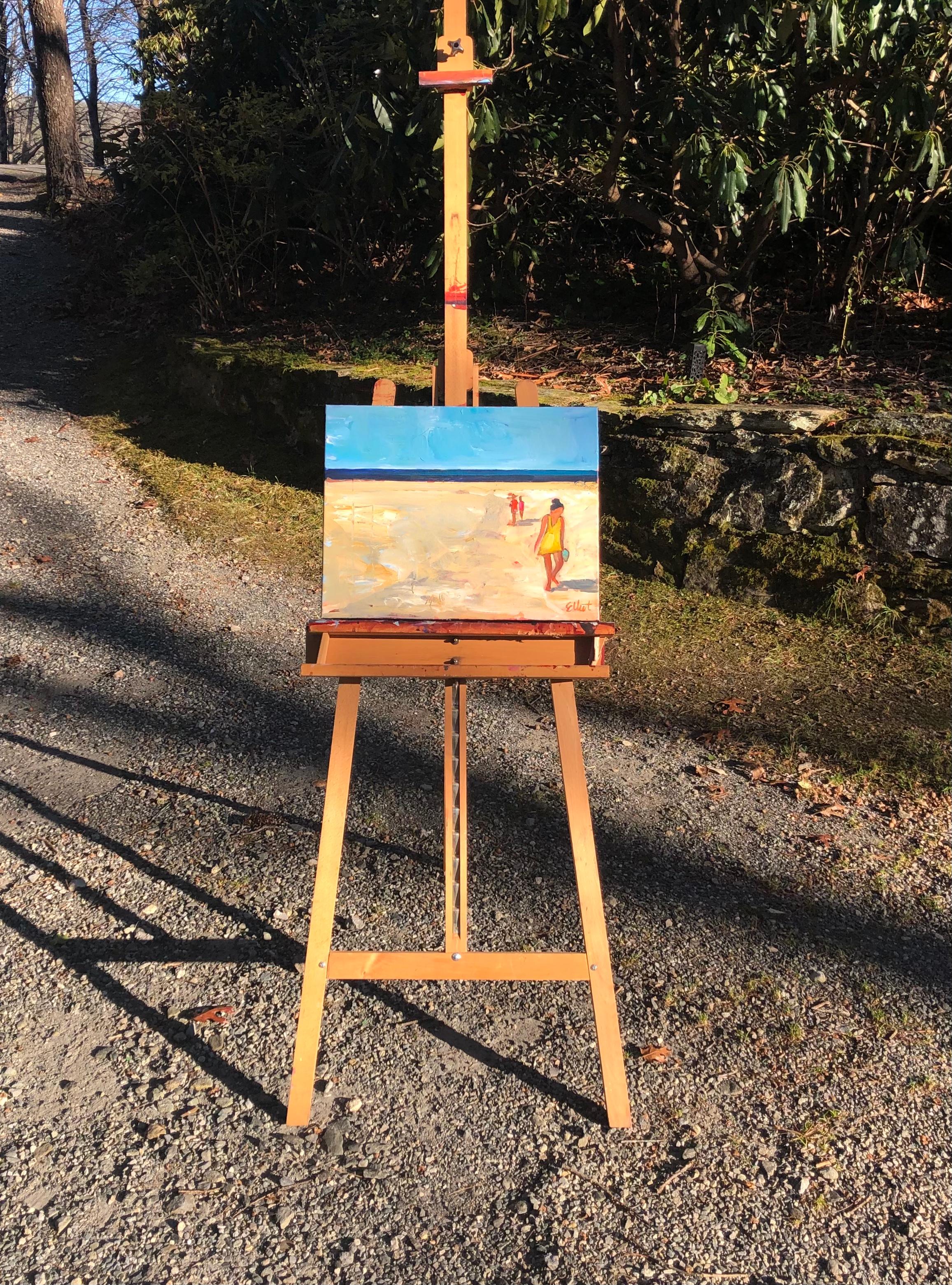 <p>Artist Comments<br>A woman returns from the beach followed by two others in the distance. The painting reads as nearly abstract, dominated by three horizontal bands of color. The figures occupy the edge of the composition, offsetting the warm