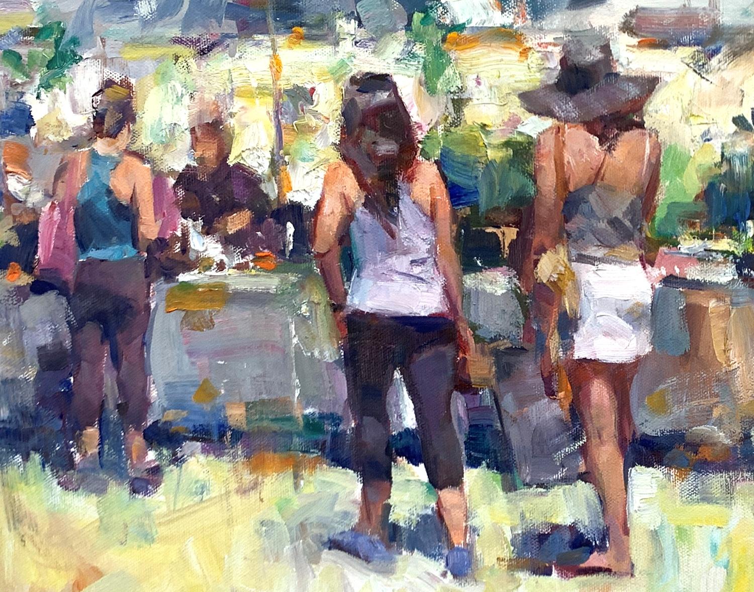 Peinture à l'huile - Marché du soleil - Impressionnisme abstrait Painting par Jerry Salinas