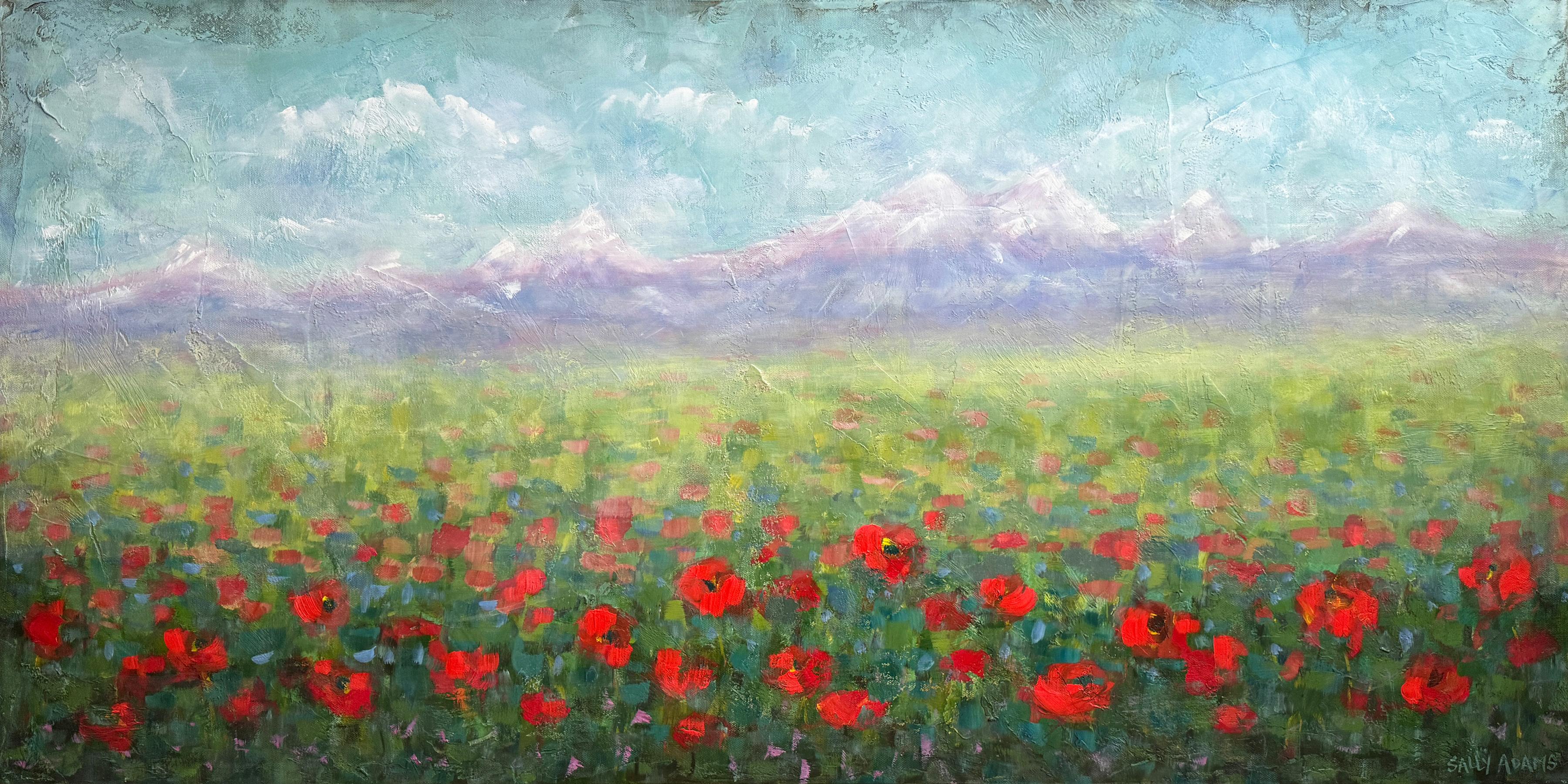 Sally Adams Landscape Painting - Alluring Poppies Revisited, Original Painting