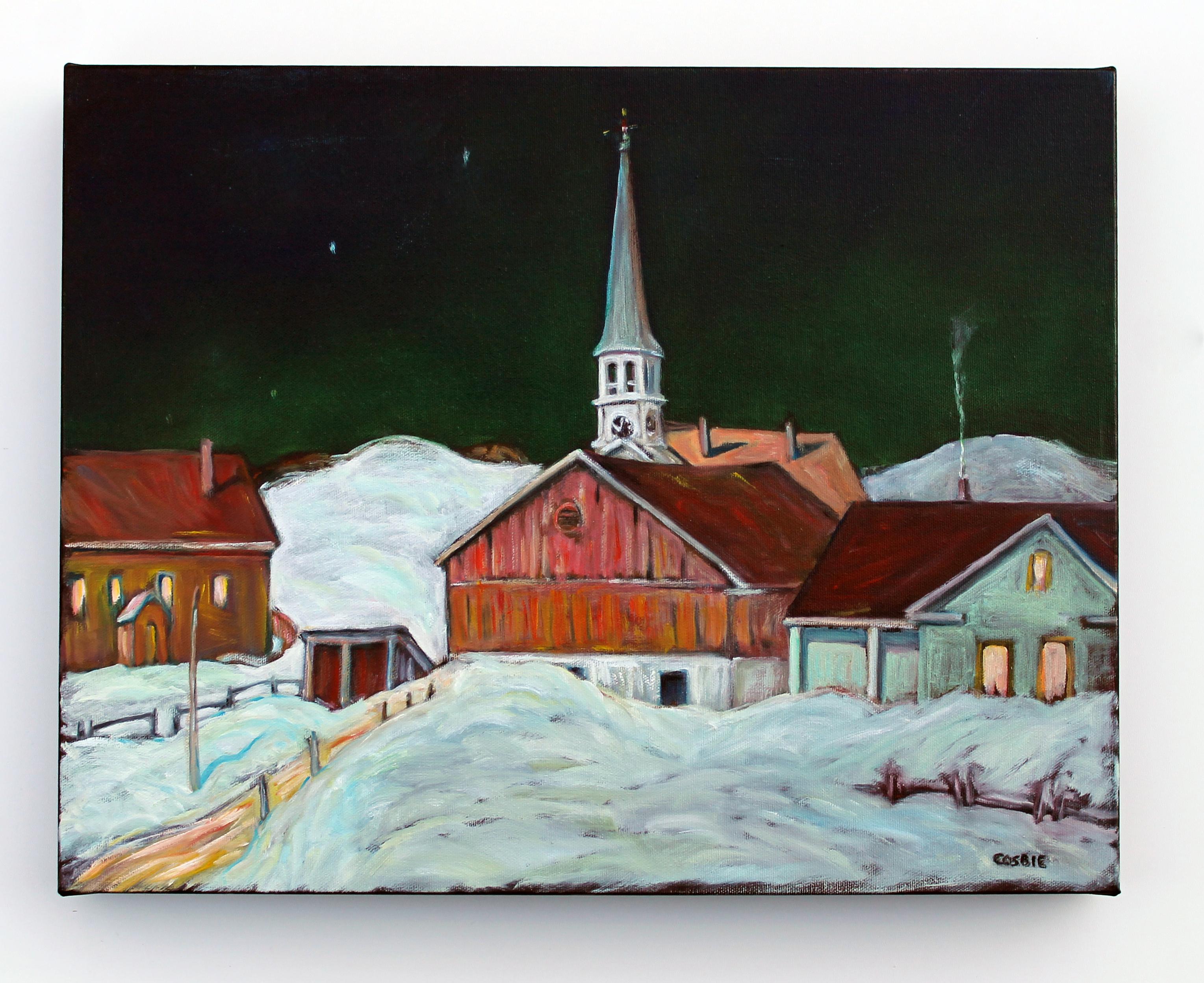 Peacham Vermont Nocturne, Oil Painting - Abstract Impressionist Art by Doug Cosbie