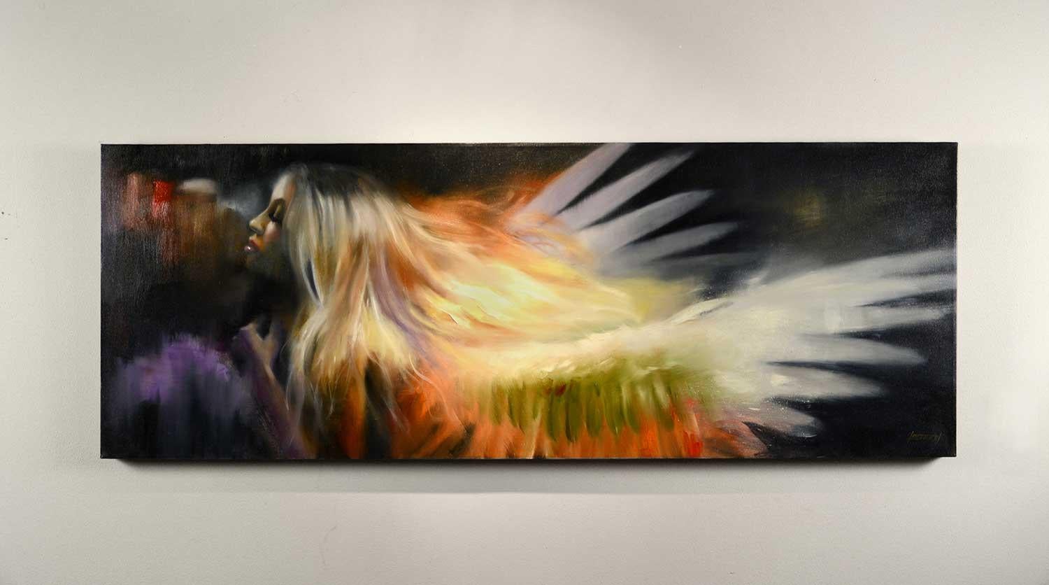 Le phénix, peinture à l'huile - Expressionnisme abstrait Art par Gary Leonard