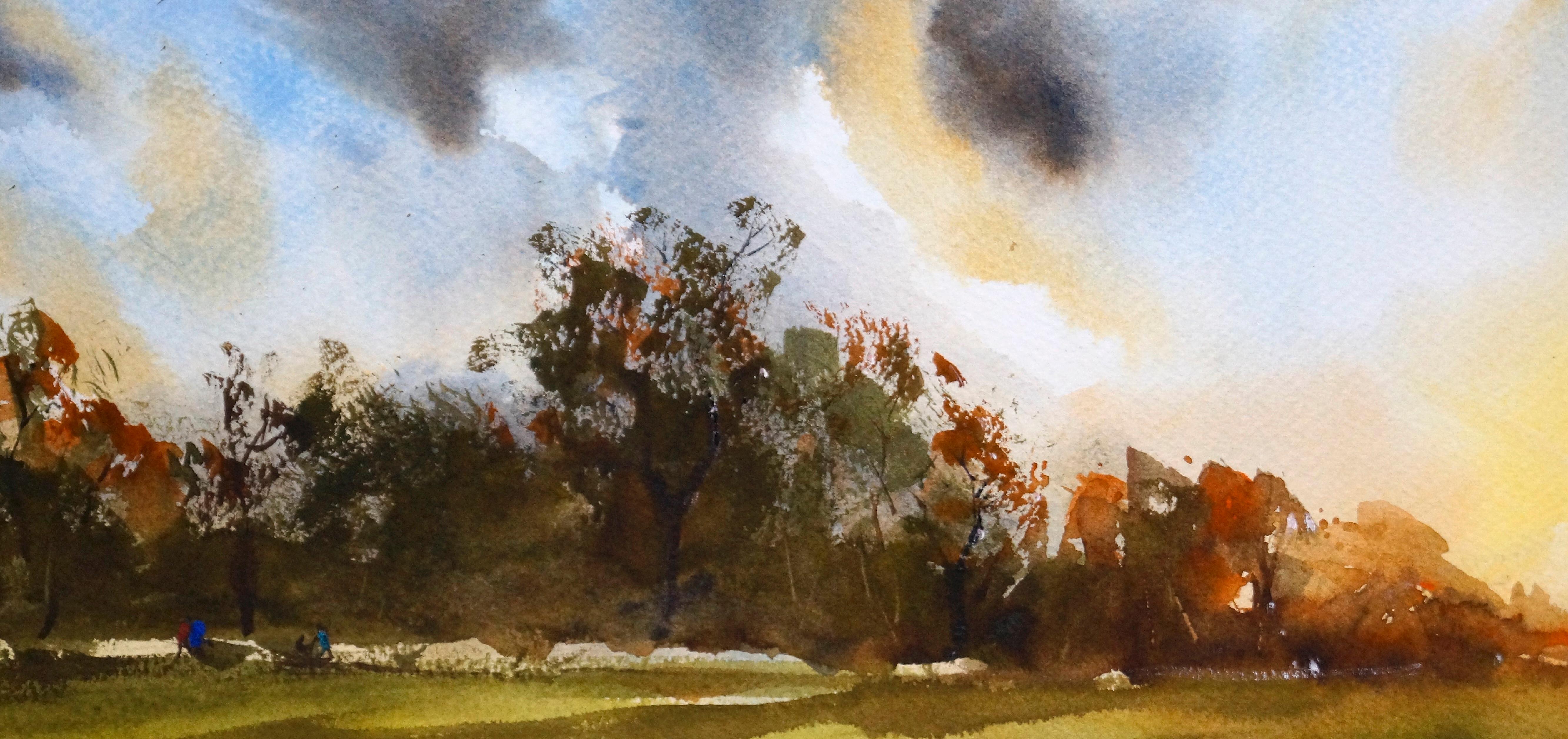 Puesta de sol en Fairwood Park, Pintura original en venta 1