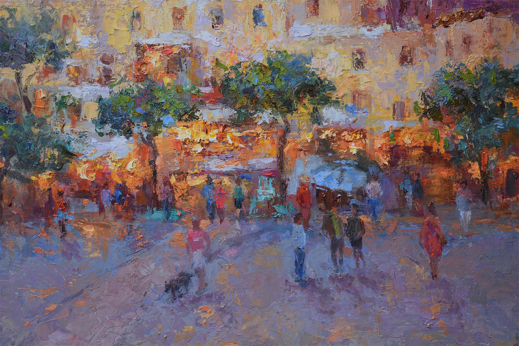 <p>Artist Comments<br />A summer evening on the Amalfi Coast in Italy, with locals and travelers alike enjoying the warm weather and outdoor cafes. 