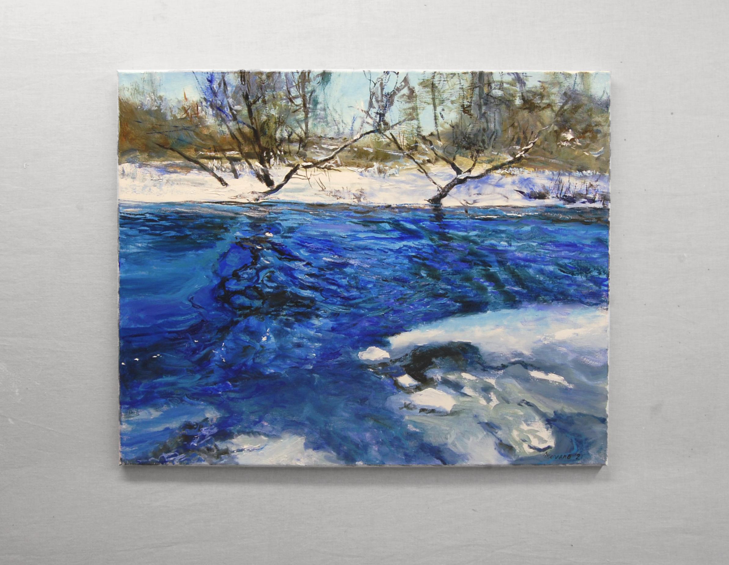Peinture à l'huile « Ripples at the Bend » - Impressionnisme abstrait Painting par Onelio Marrero