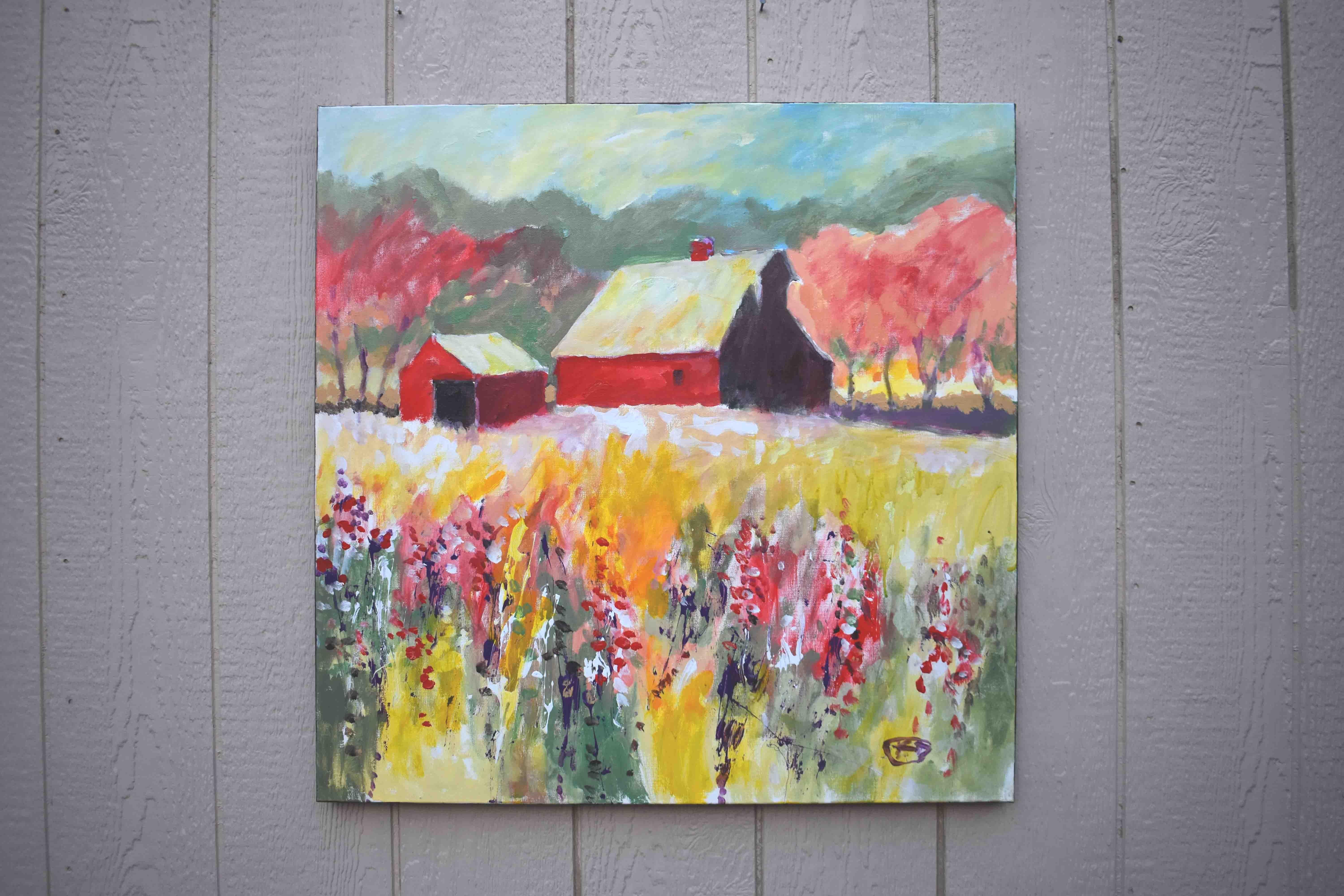red barn painting