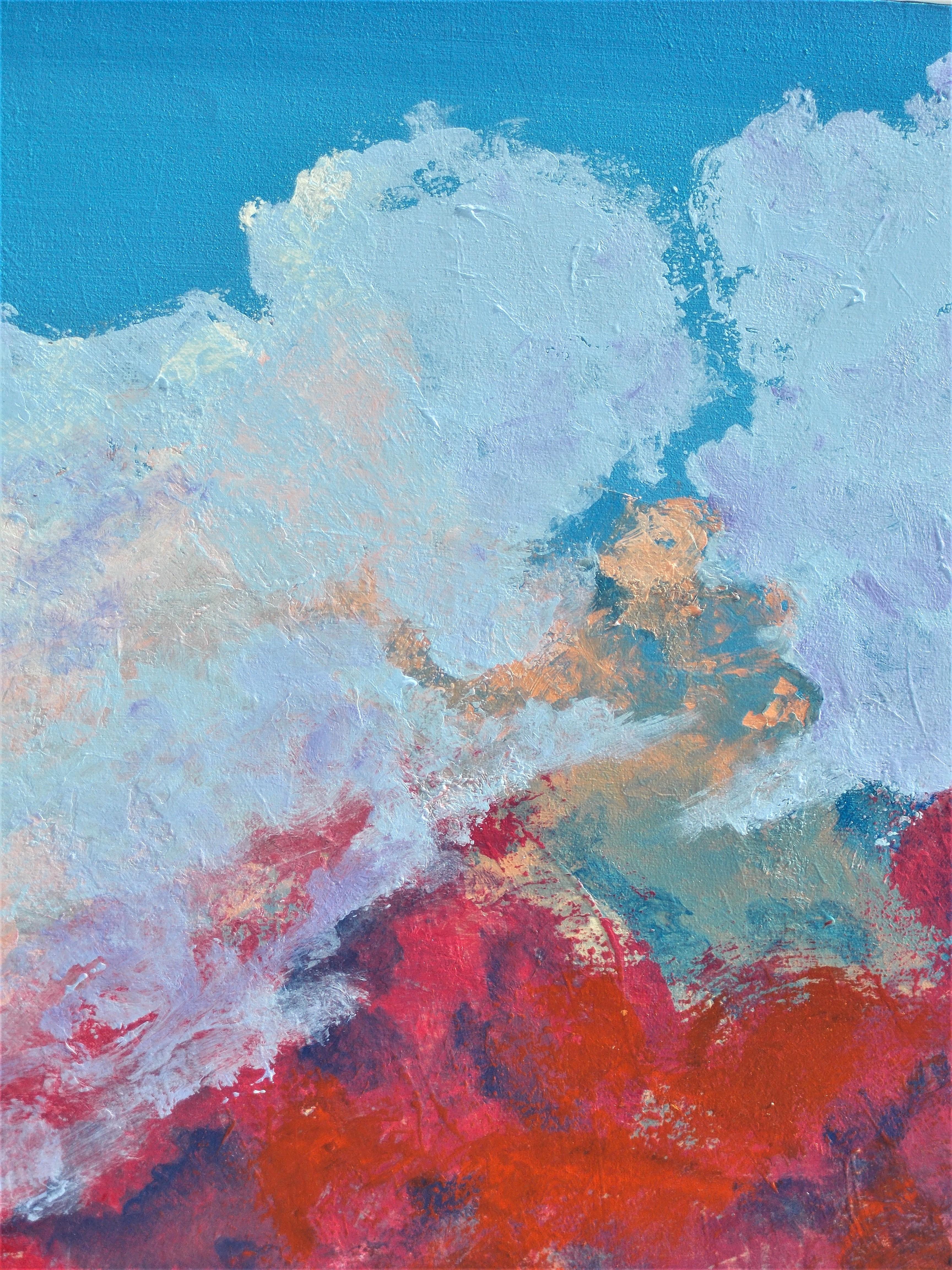 <p>Kommentare des Künstlers<br />Beim Blick nach oben hat der Künstler Benjamin Thomas eine leuchtende Wolkenbank bei Sonnenuntergang eingefangen. Tiefe Rottöne, durchsetzt mit Pfirsich und Violett, illustrieren den dramatischen Abendhimmel. 