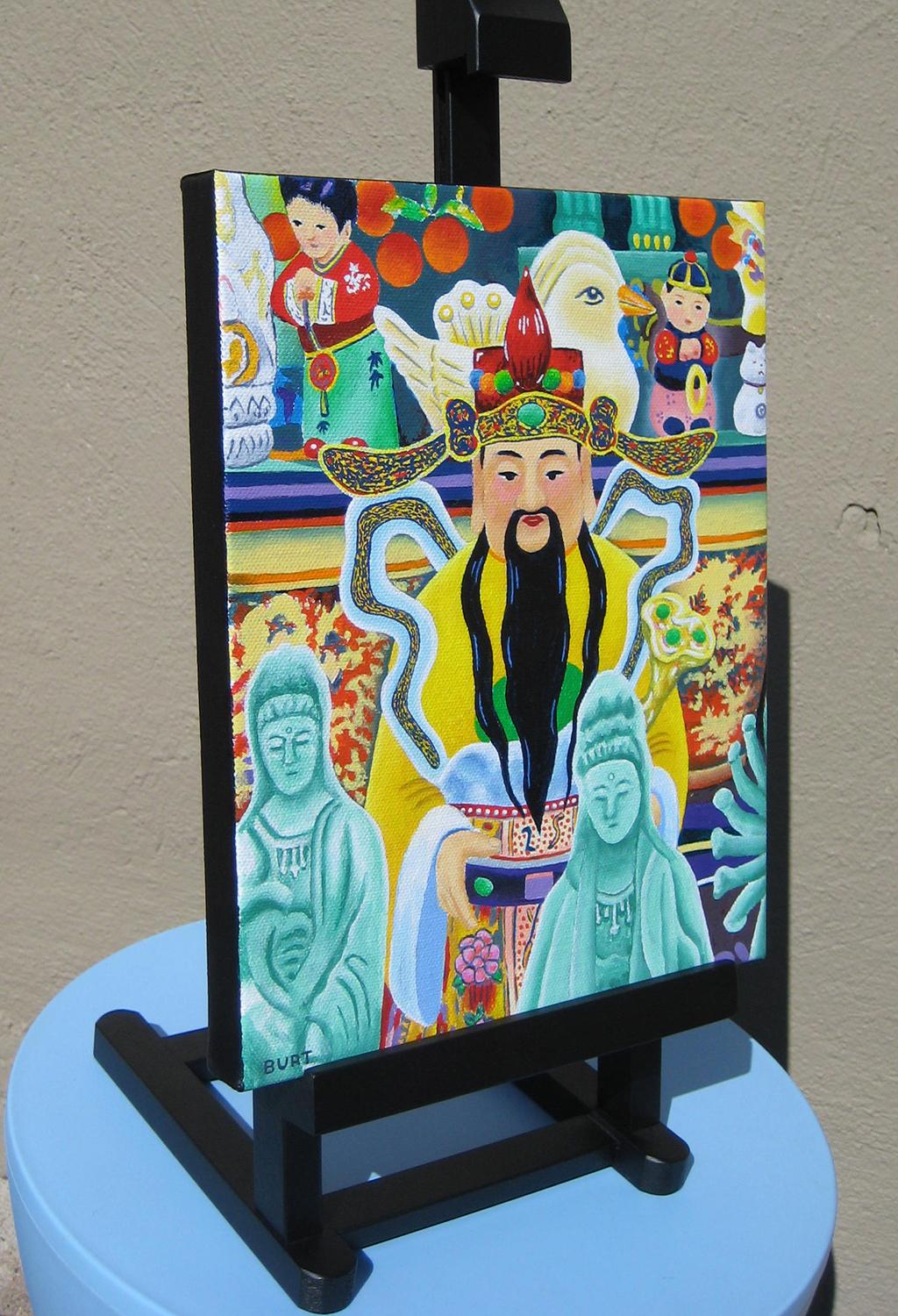 Tienda de regalos en Chinatown, Pintura original - Painting de Leroy Burt