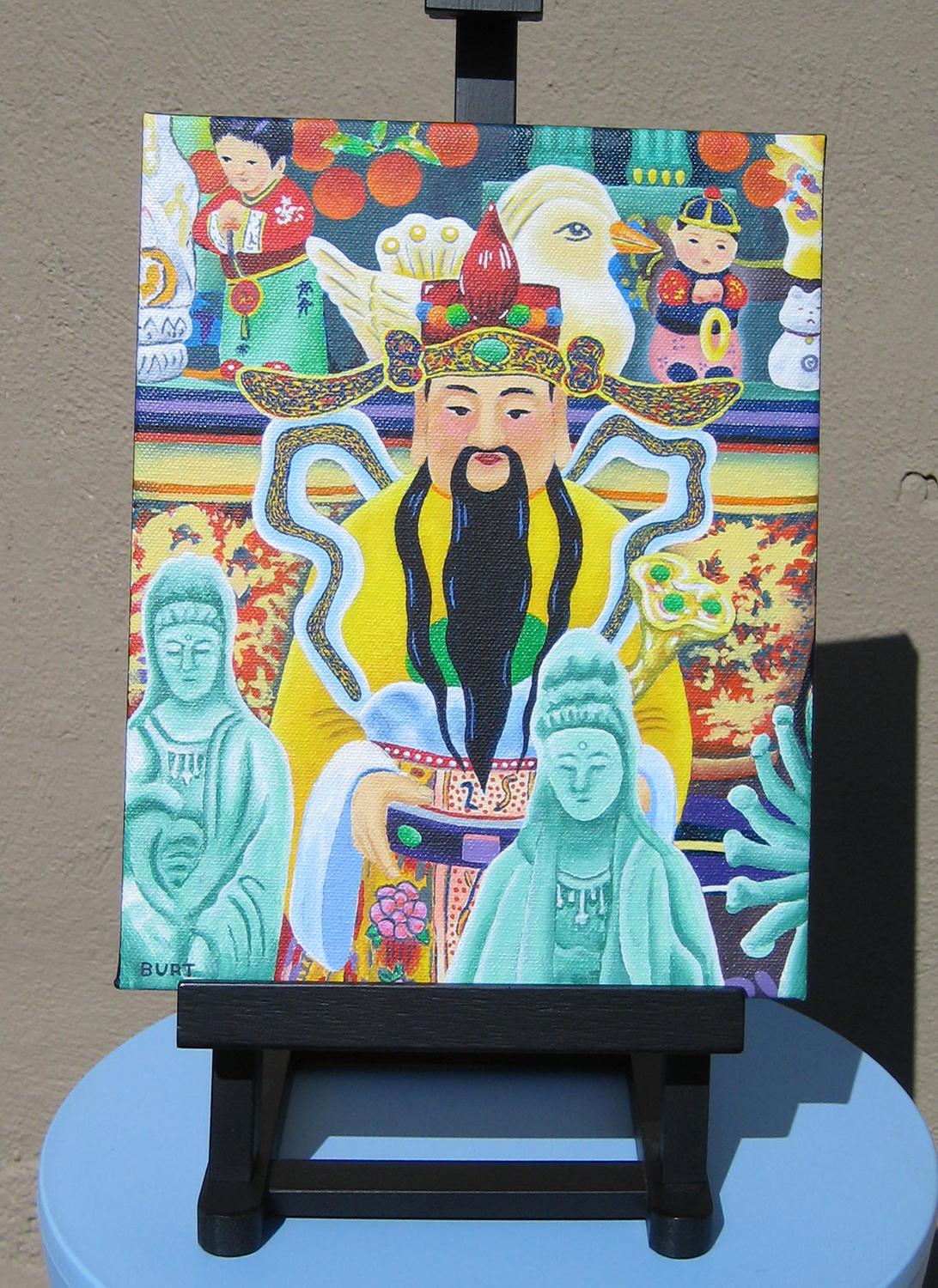 Tienda de regalos en Chinatown, Pintura original - Still-Life Painting Marrón de Leroy Burt