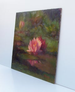 Three Water Lillies, Oil Painting