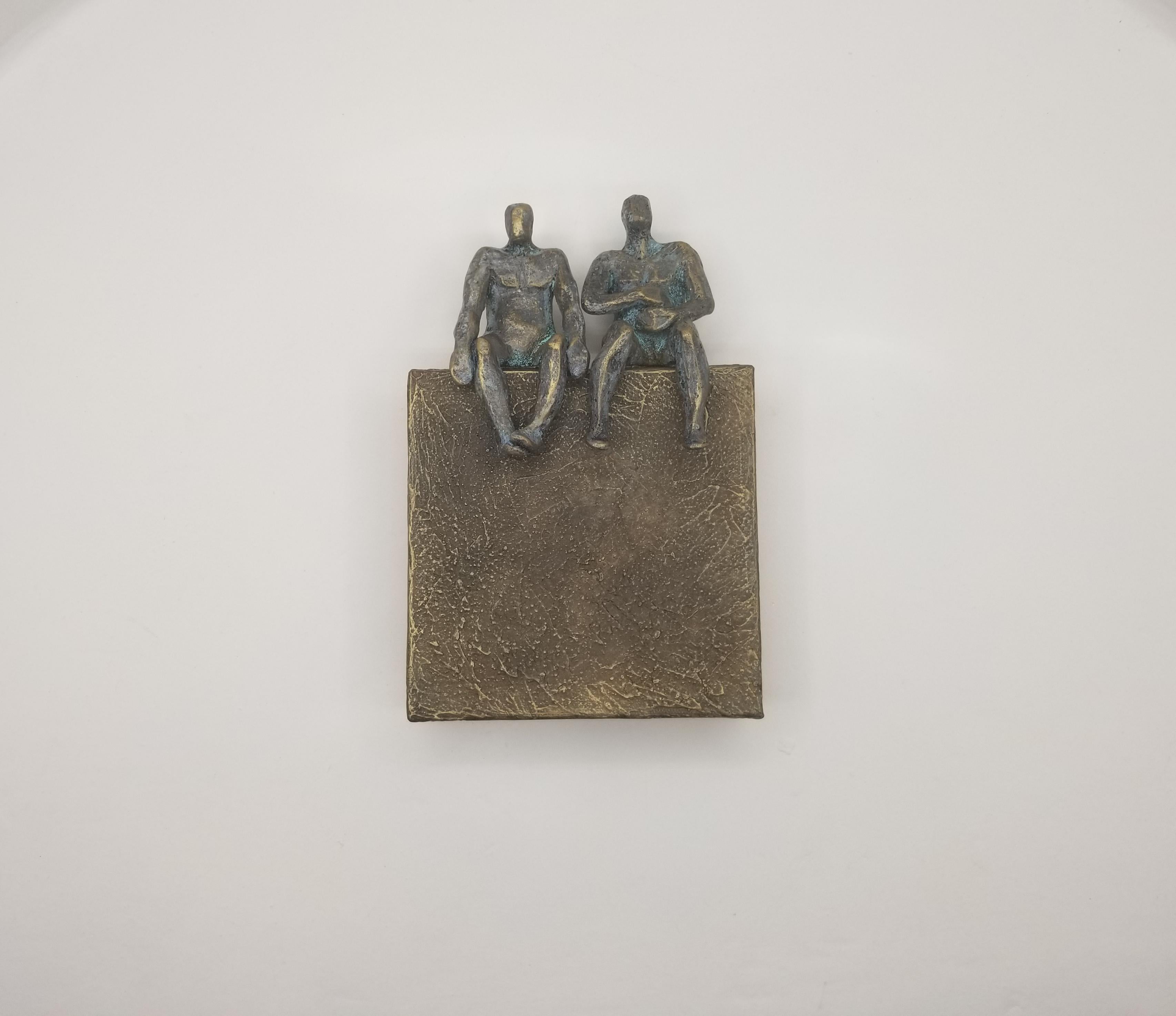 Peaceful Couple on Bronze 1/50, Original Painting - Contemporary Mixed Media Art by Yelitza Diaz