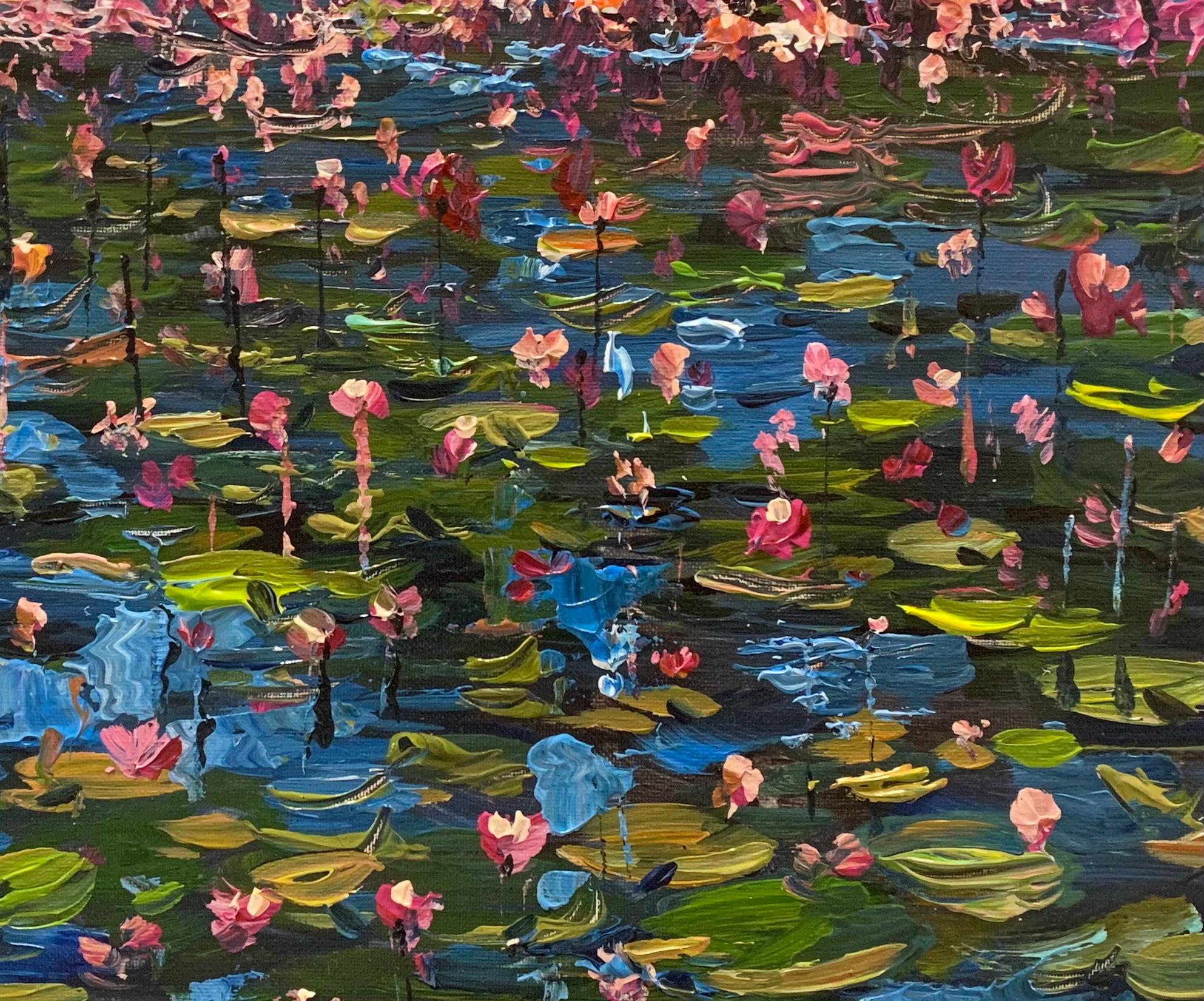 Water Garden 26, Original Painting - Abstract Impressionist Art by Eric Alfaro
