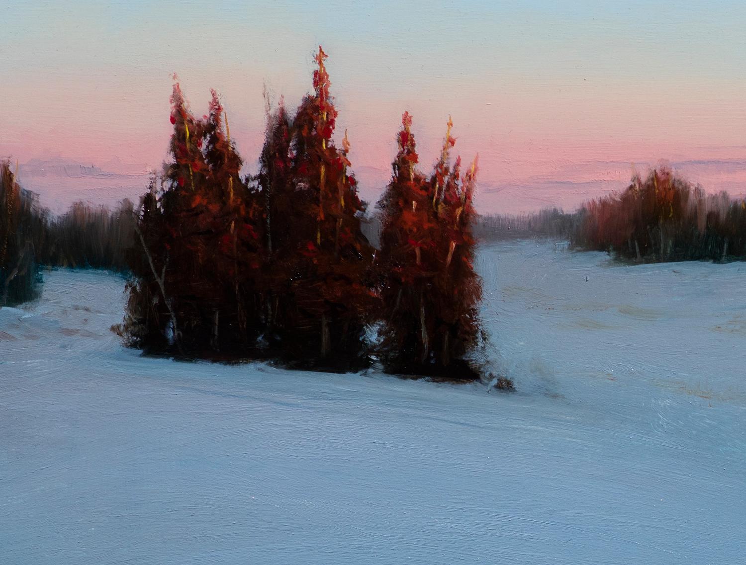 Peinture à l'huile - Range de montagnes du cèdre de neige - Bleu Landscape Painting par McGarren Flack