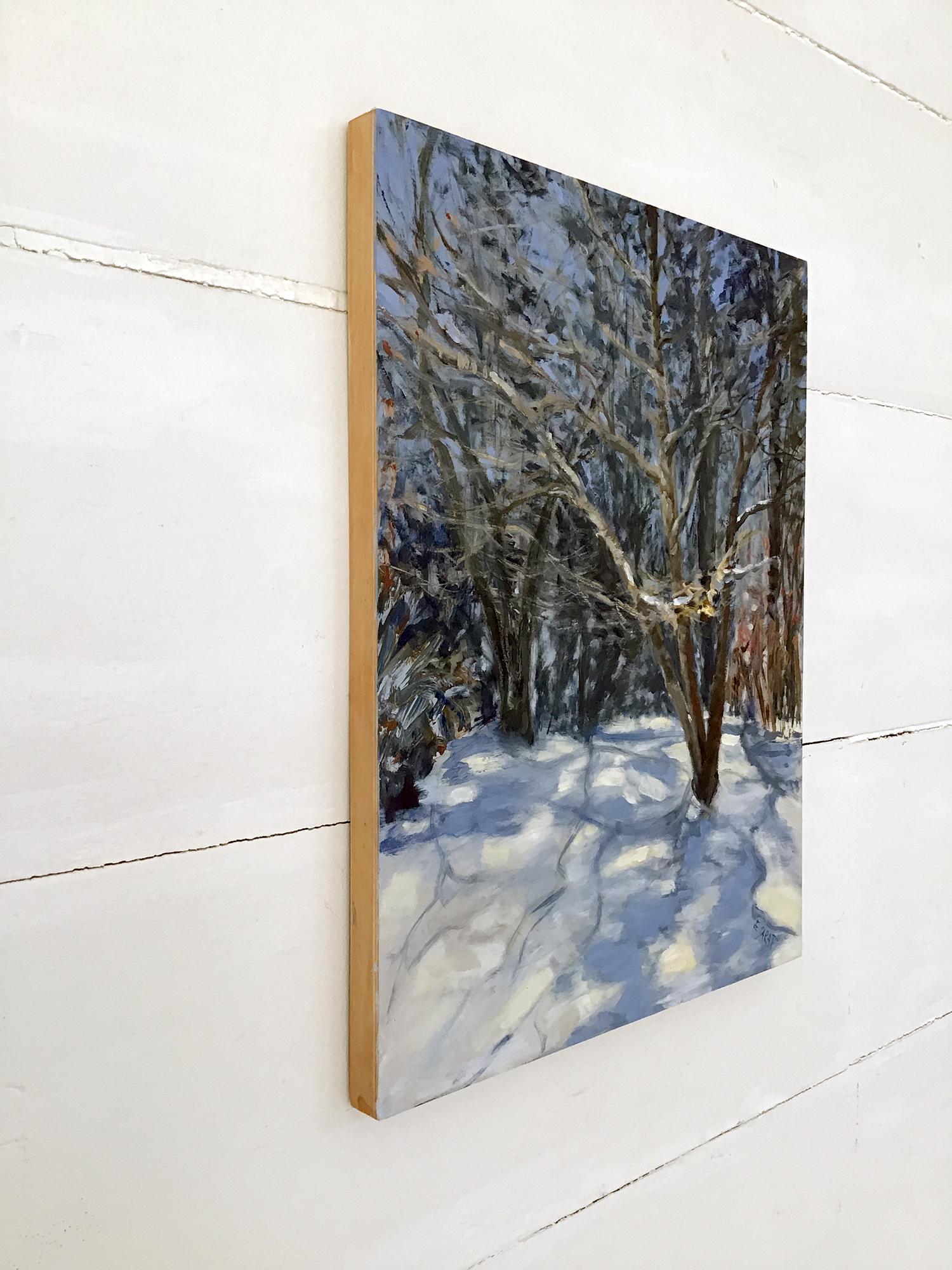 Winter Study, Light and Shadows, Oil Painting - Abstract Impressionist Art by Elizabeth Garat