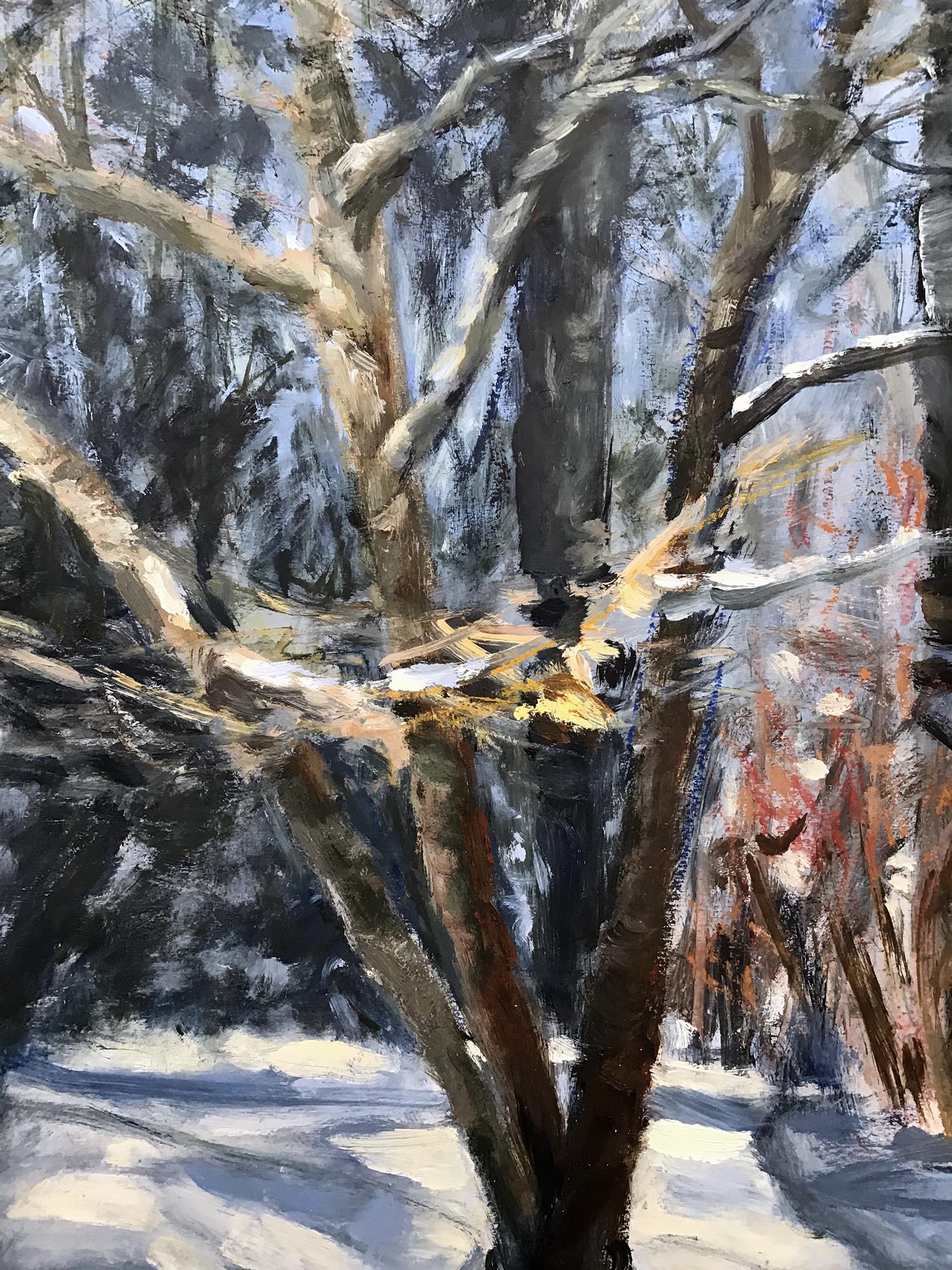 Winter Study, Light and Shadows, Oil Painting For Sale 1