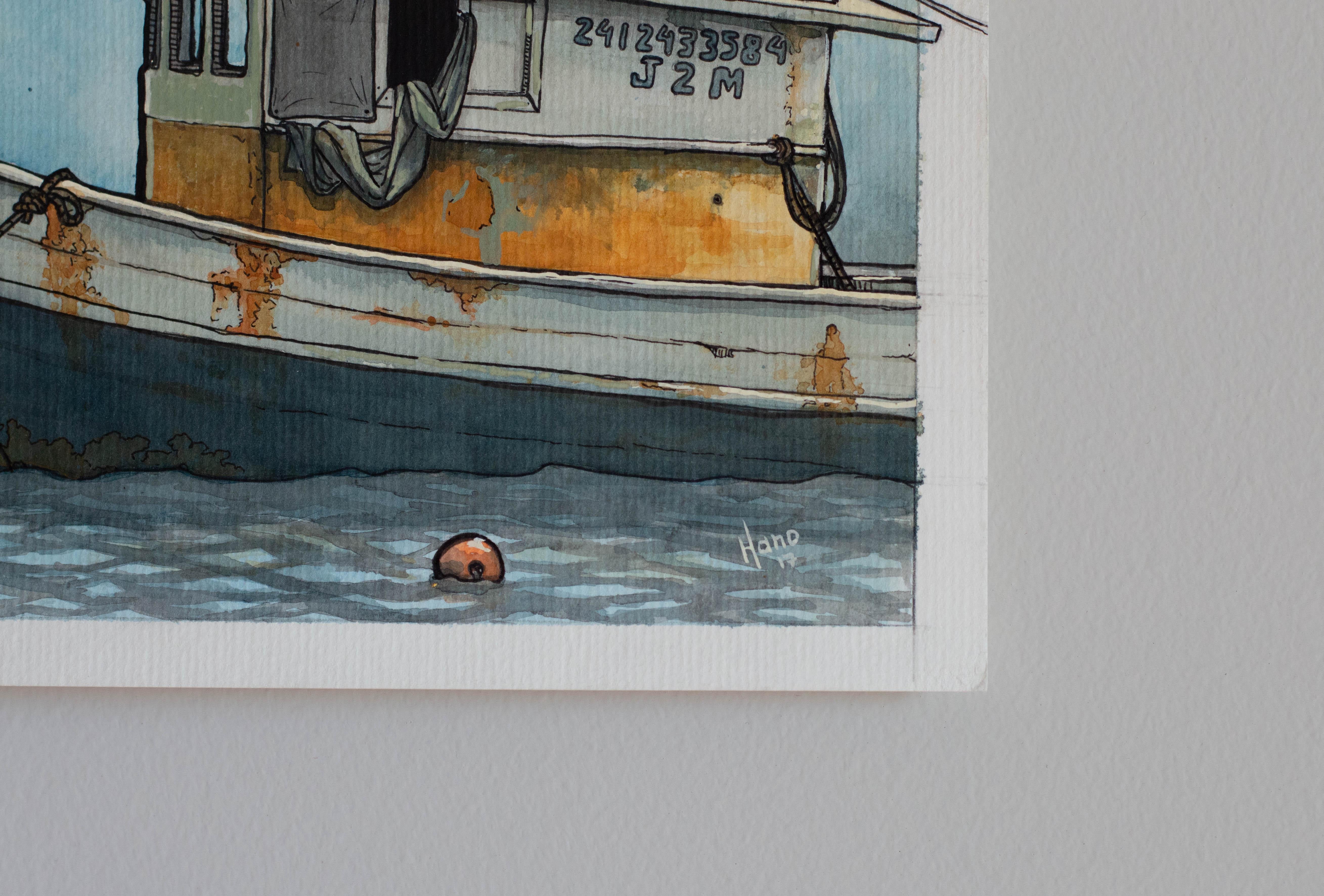 pintura de barco de pesca