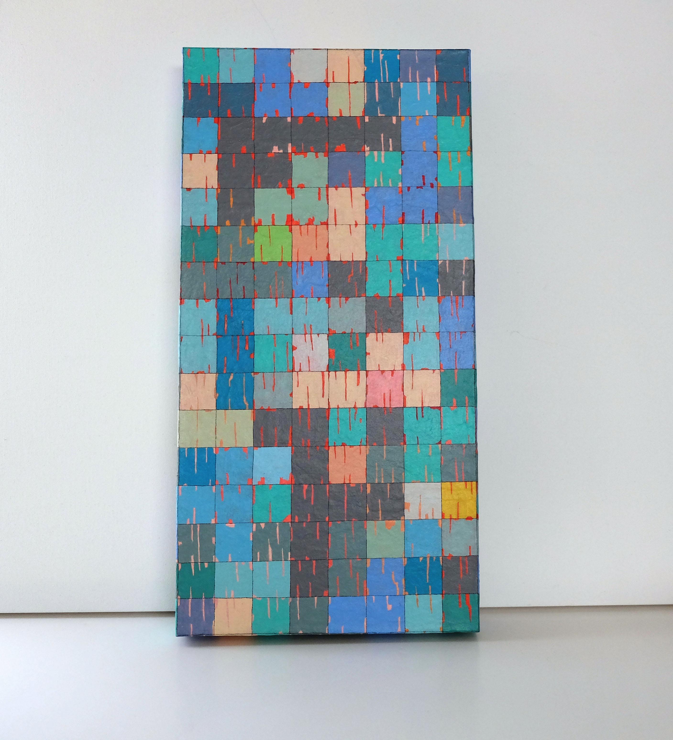 Paisaje cuadriculado: Jardín Cuadrado, Pintura Abstracta - Mixed Media Art Abstracto de Terri Bell