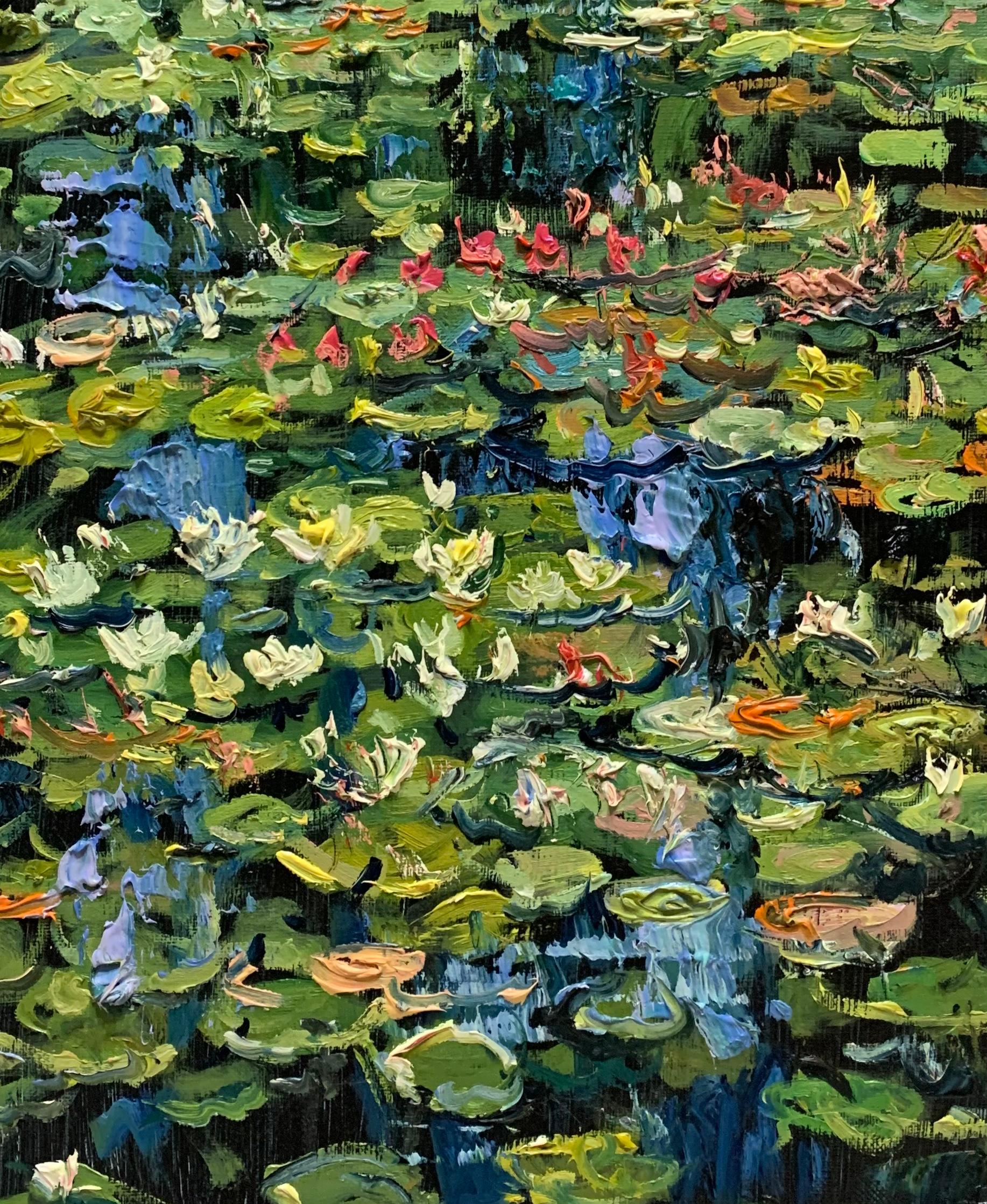 Water Garden 32, Oil Painting - Abstract Impressionist Art by Eric Alfaro