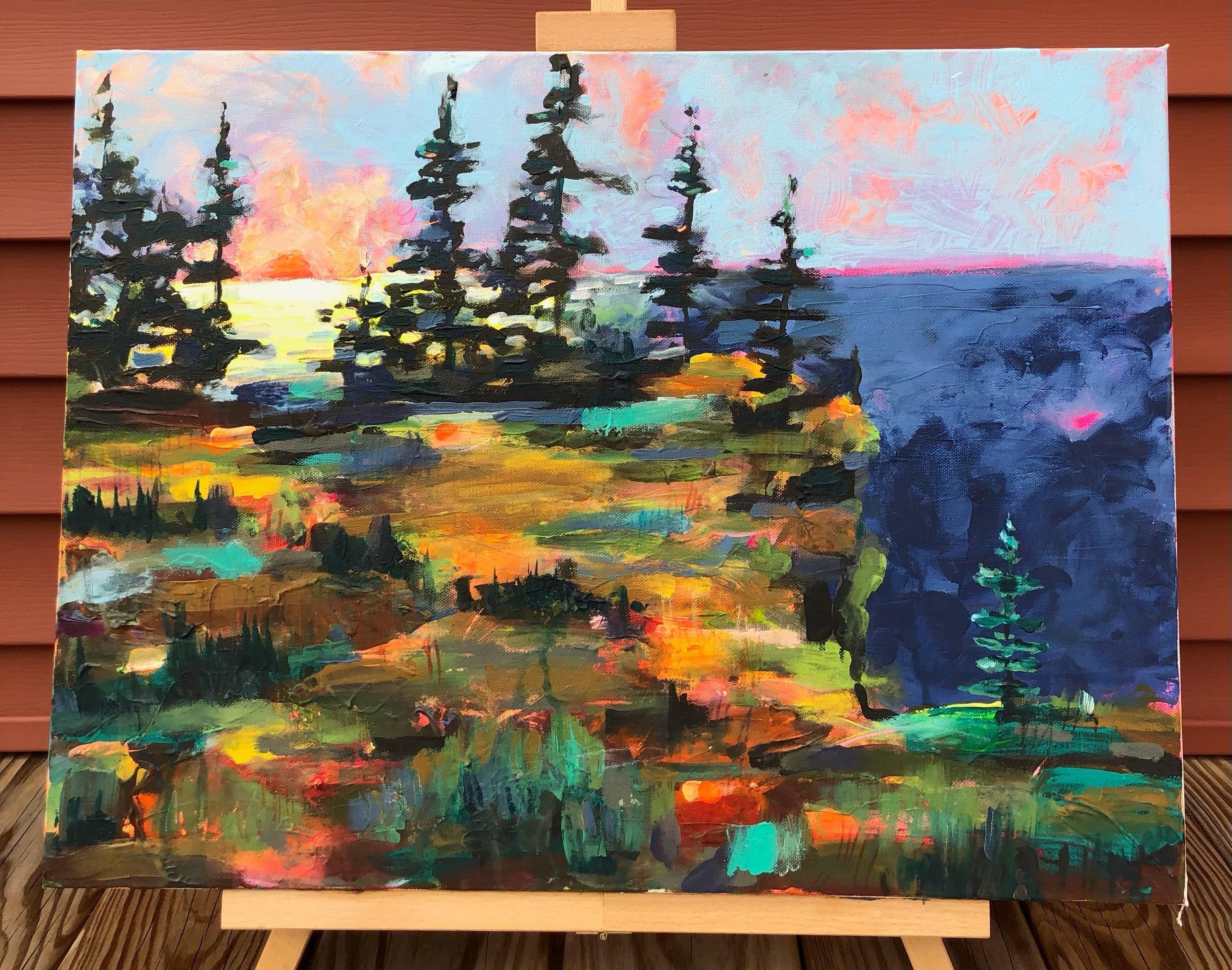 <p>Commentaires de l'artiste<br />Ce paysage expressif a été peint pendant l'une des retraites de peinture de l'artiste Rebecca Klementovich sur une île du Maine. 
