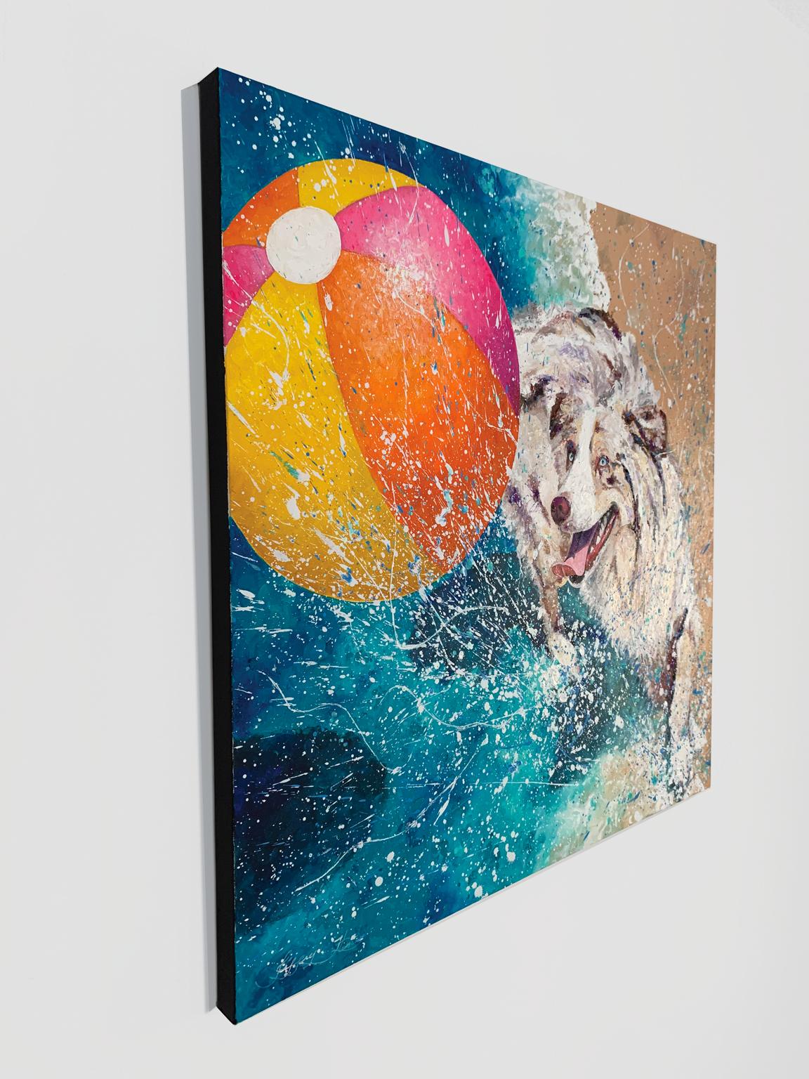 Splishin and a Splashin, Oil Painting - Beige Animal Painting by Jeff Fleming