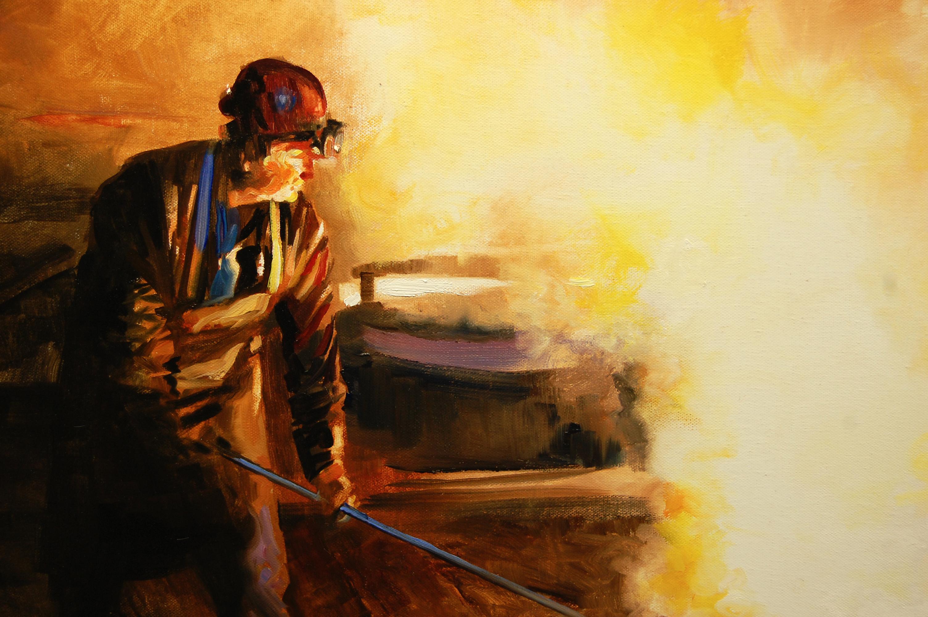 <p>Artist Comments<br />Artist Onelio Marrero captures the intensity of a foundry worker in his workshop and surroundings. 