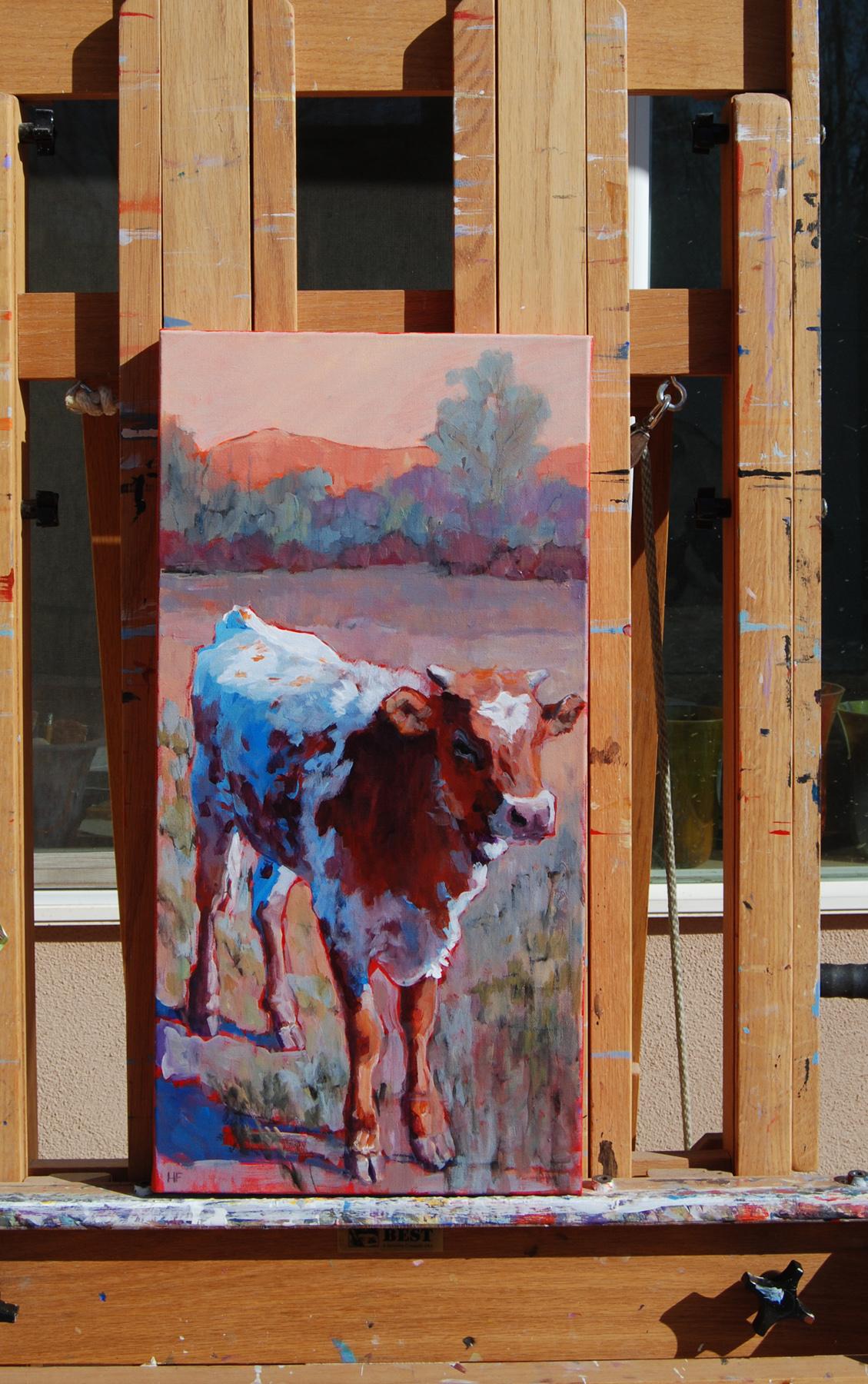 Fiery Calf, Original Painting - Abstract Impressionist Art by Heather Foster