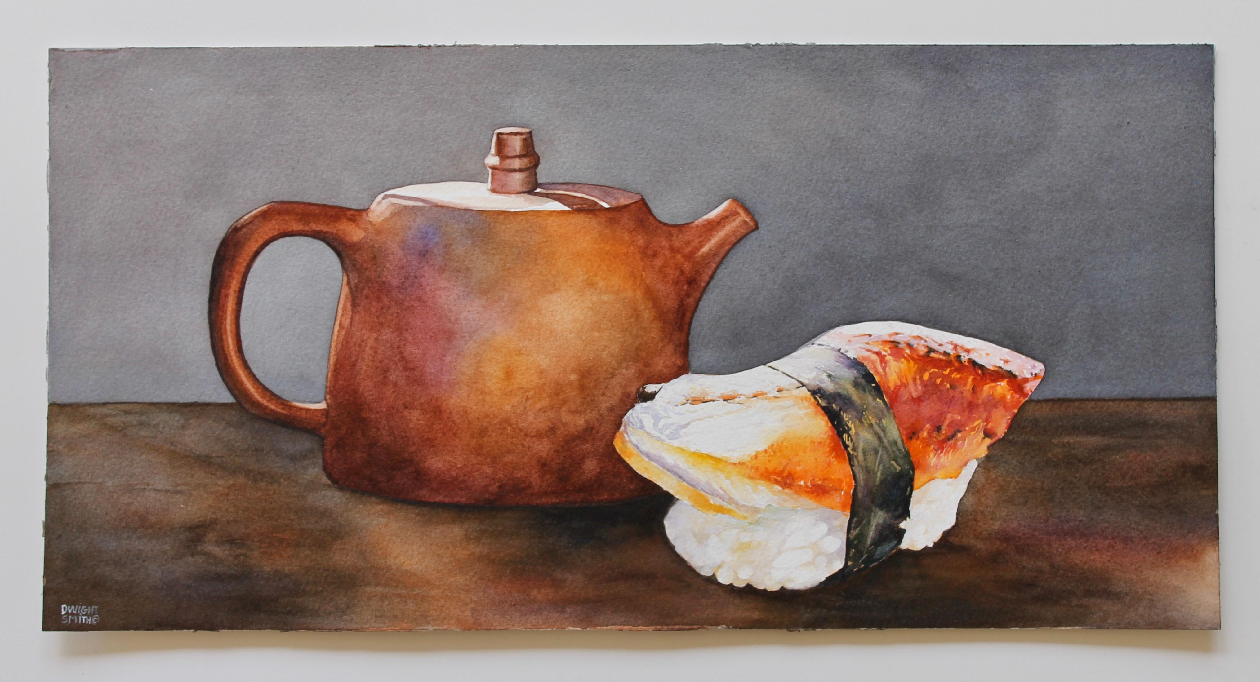 Tee mit Sushi, Originalgemälde (Amerikanischer Realismus), Art, von Dwight Smith