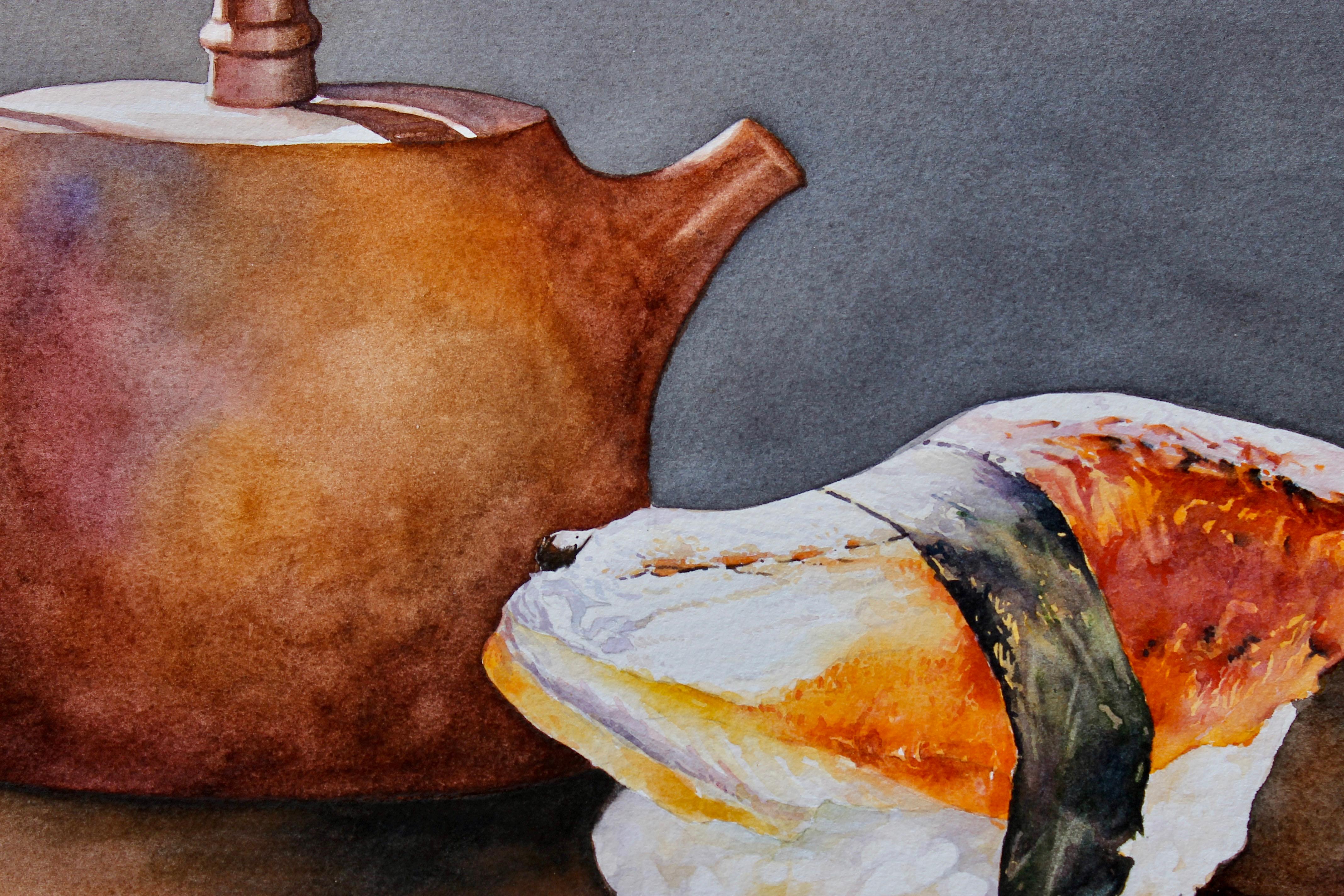 Tee mit Sushi, Originalgemälde (Grau), Still-Life, von Dwight Smith