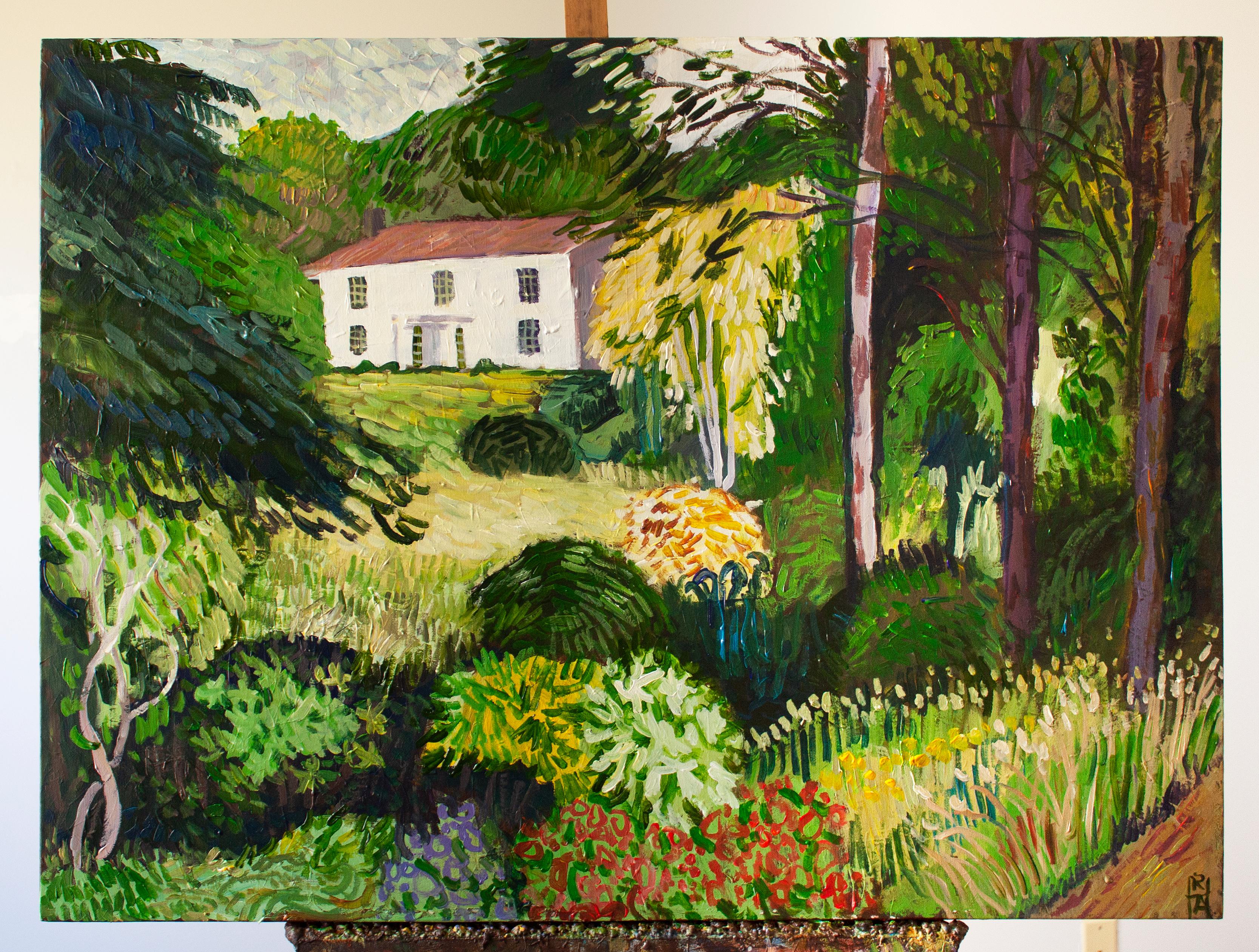 <p>Artist Comments<br />A view of an old home nestled in a verdant landscape, inspired by the lushness of spring growth in the mid-Atlantic. 