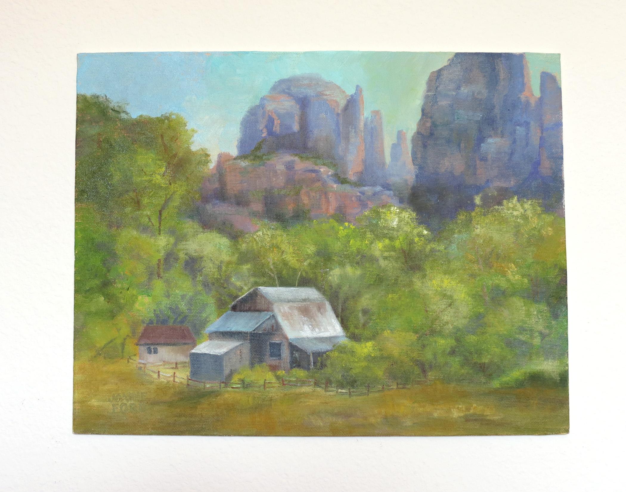 <p>Commentaires de l'artiste<br />L'artiste Joanie Ford a créé cette peinture à partir de ses références de Cathedral Rock à Sedona, Arizona. 