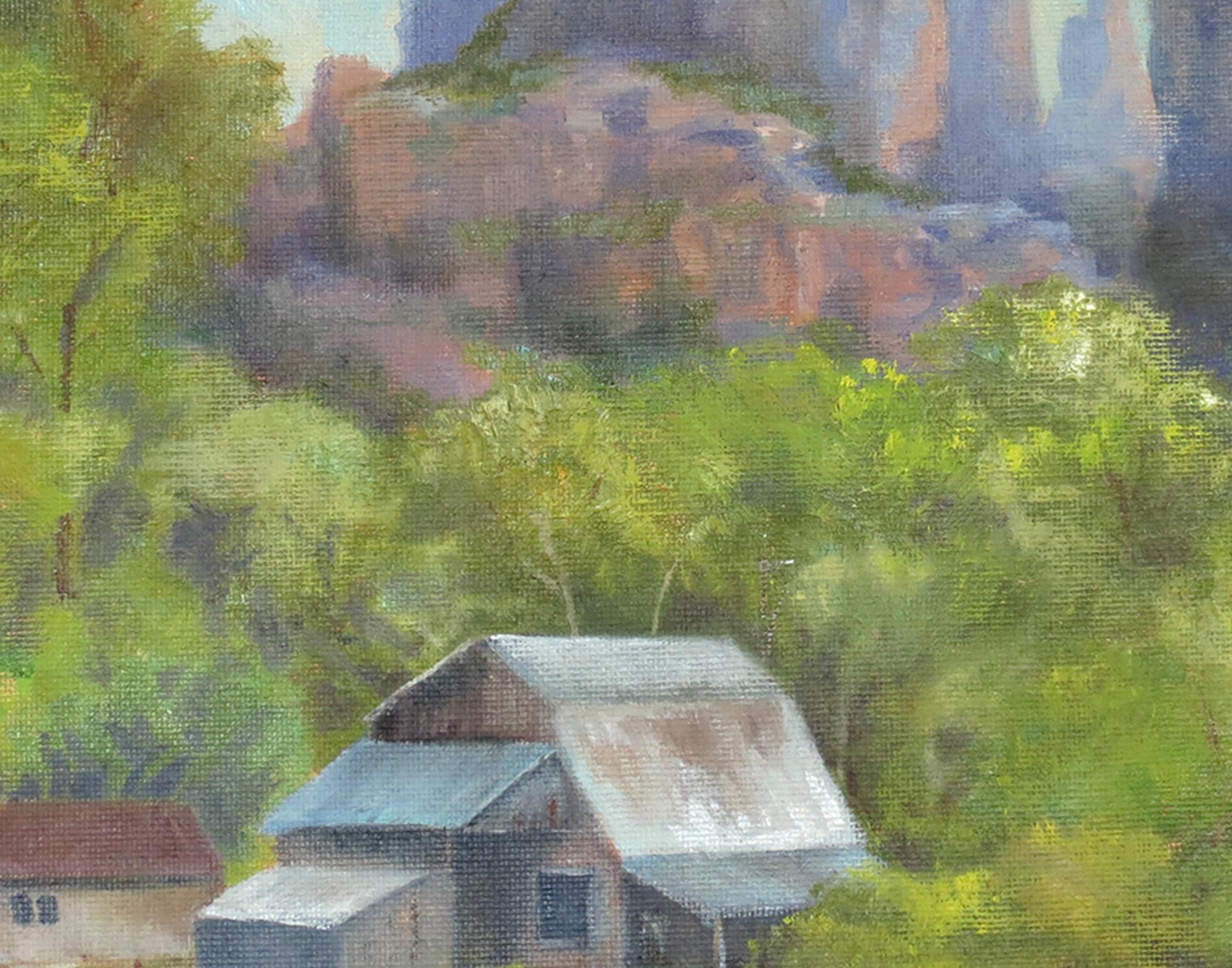 Peinture à l'huile - Ranch de roche de cathédrale en vente 1