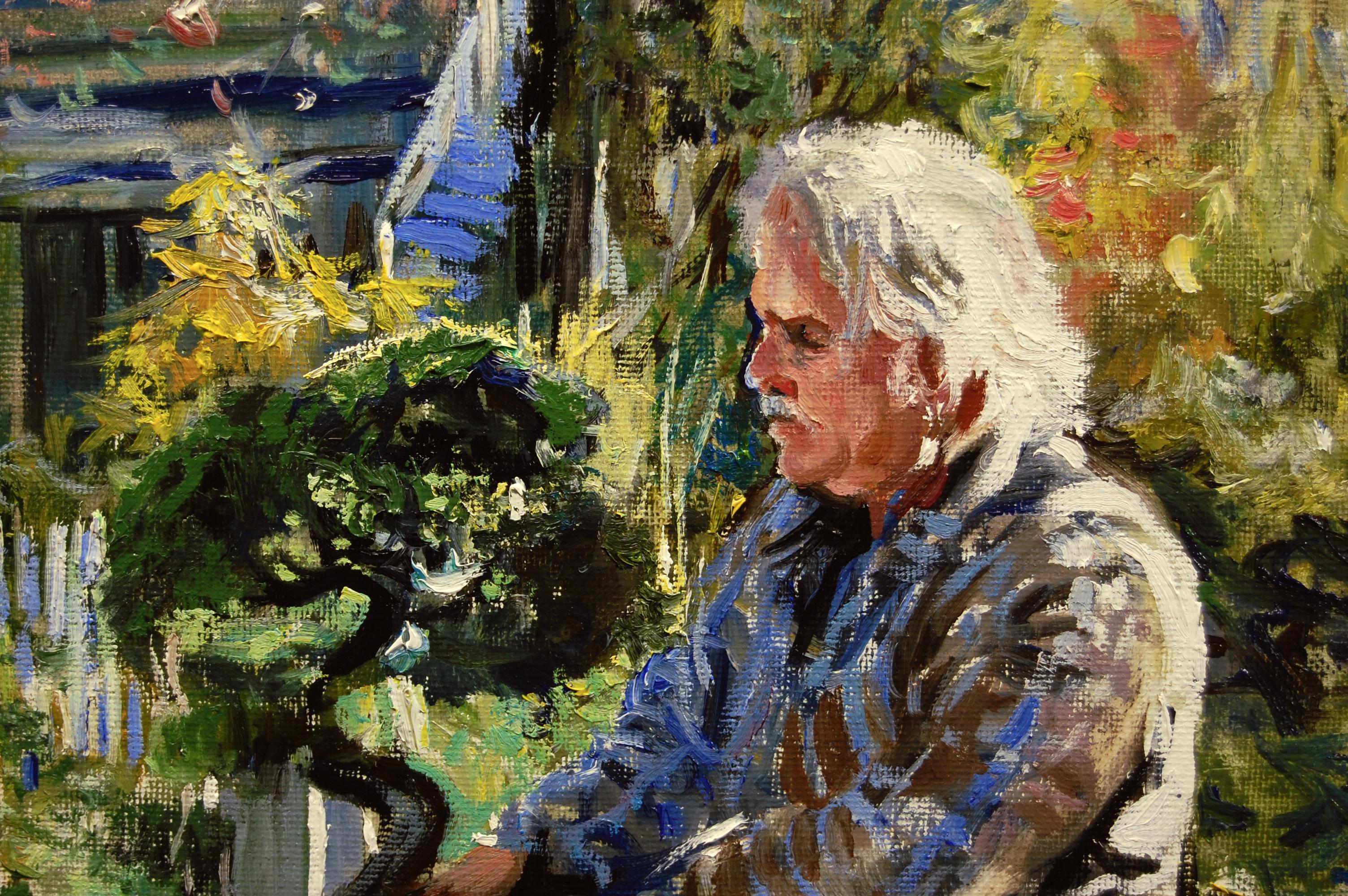 The Bonsai Master, Oil Painting - Abstract Impressionist Art by Onelio Marrero