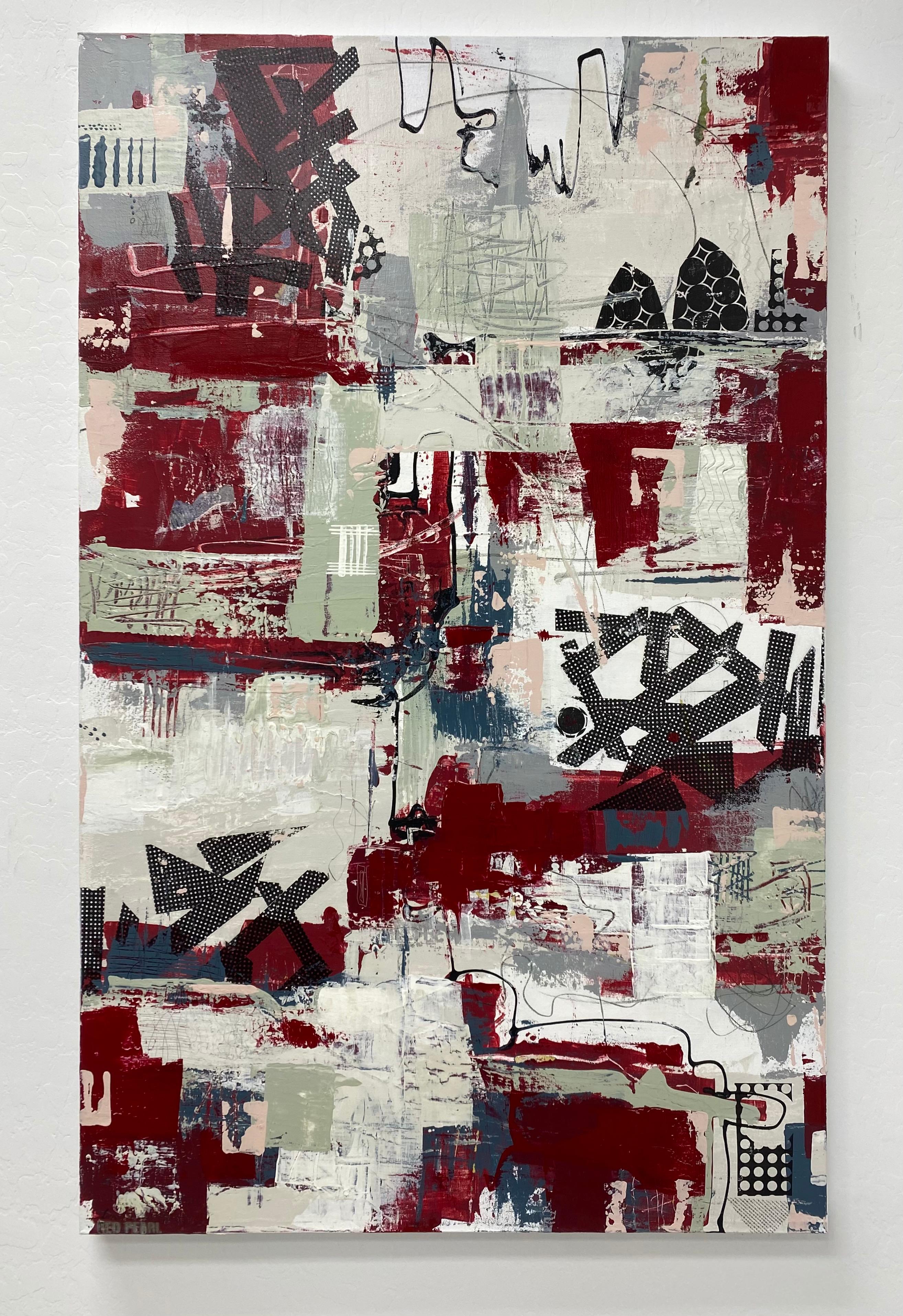 <p>Artist Comments<br />In this energetic mixed media abstract, artist Linda Shaffer shares the experience of traveling and sometimes the adventure of searching for parking. 