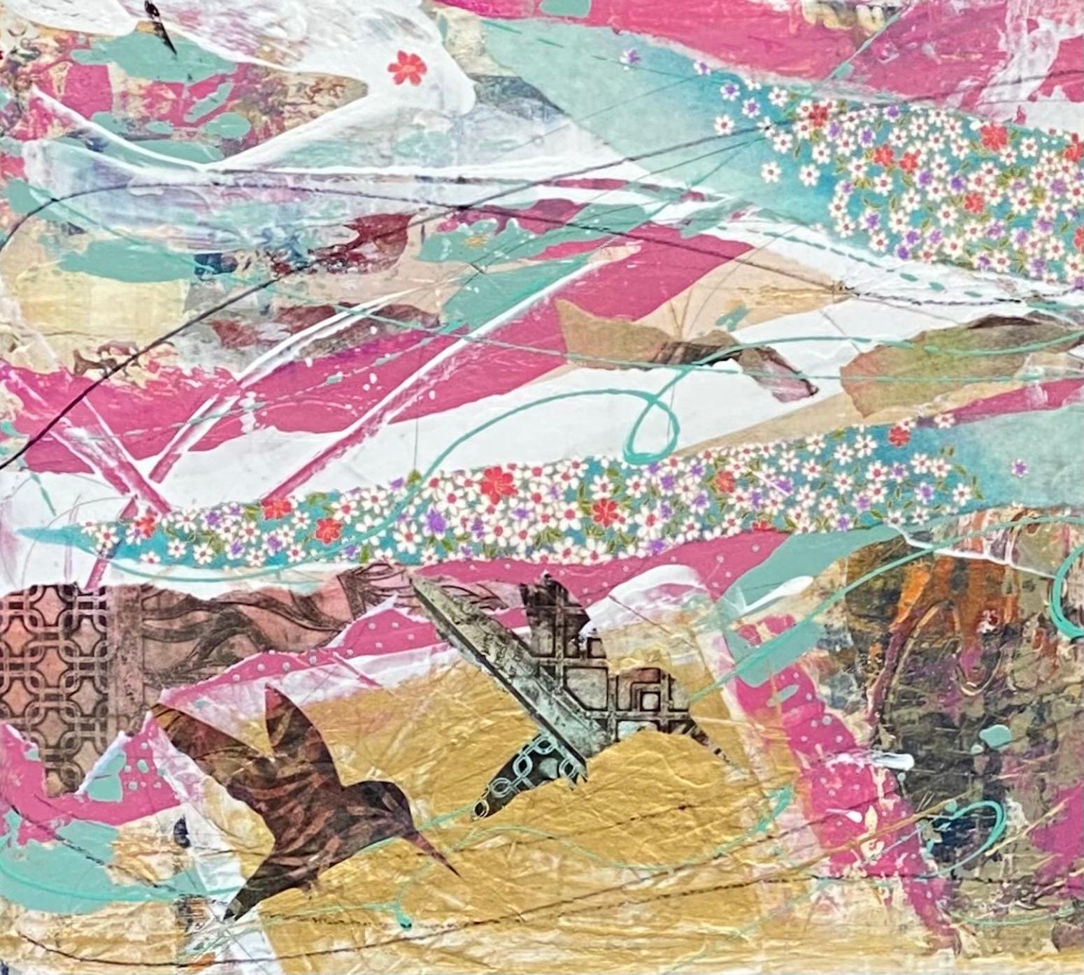 <p>Artist Comments<br />A flowing abstract panorama with multiple layers of paint, hand-printed paper, washi paper, and original images. Artist Linda Shaffer reveals deep layers in a process she calls paper excavation. 