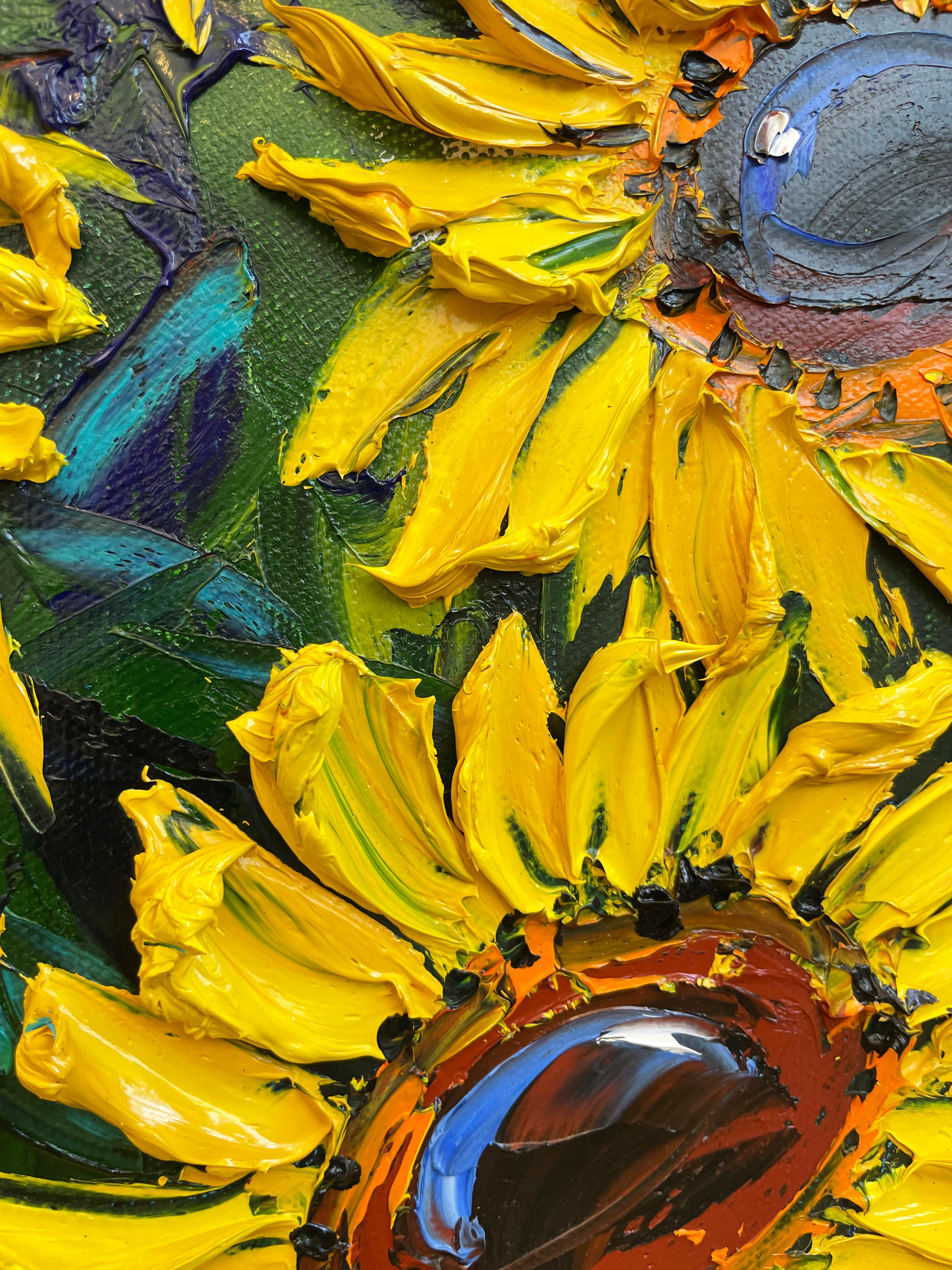 Van Gogh's Vineyard, Oil Painting - Yellow Still-Life Painting by Lisa Elley