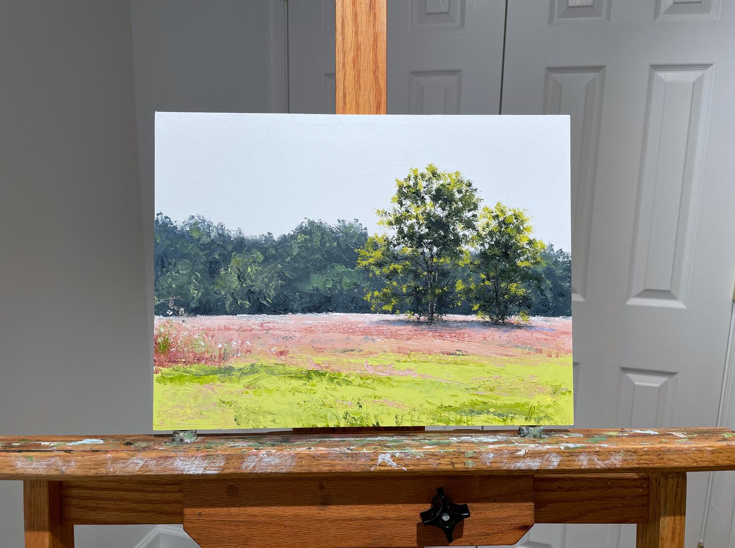 Peinture à l'huile Vibrant Meadows - Impressionnisme abstrait Painting par Jill Poyerd