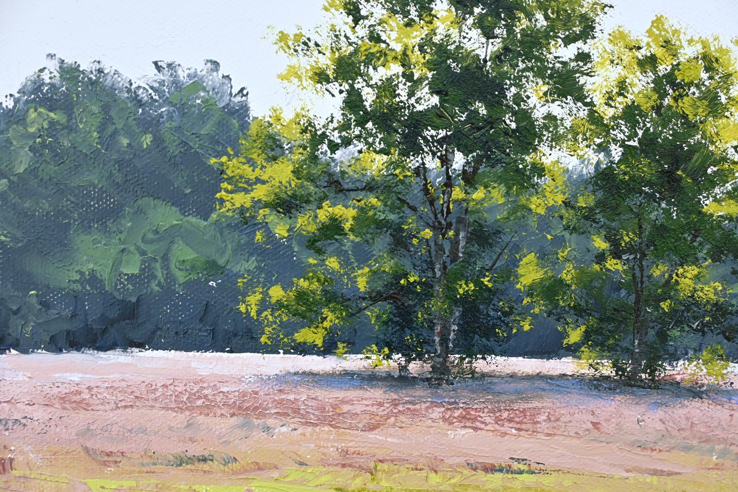 Peinture à l'huile Vibrant Meadows - Beige Landscape Painting par Jill Poyerd