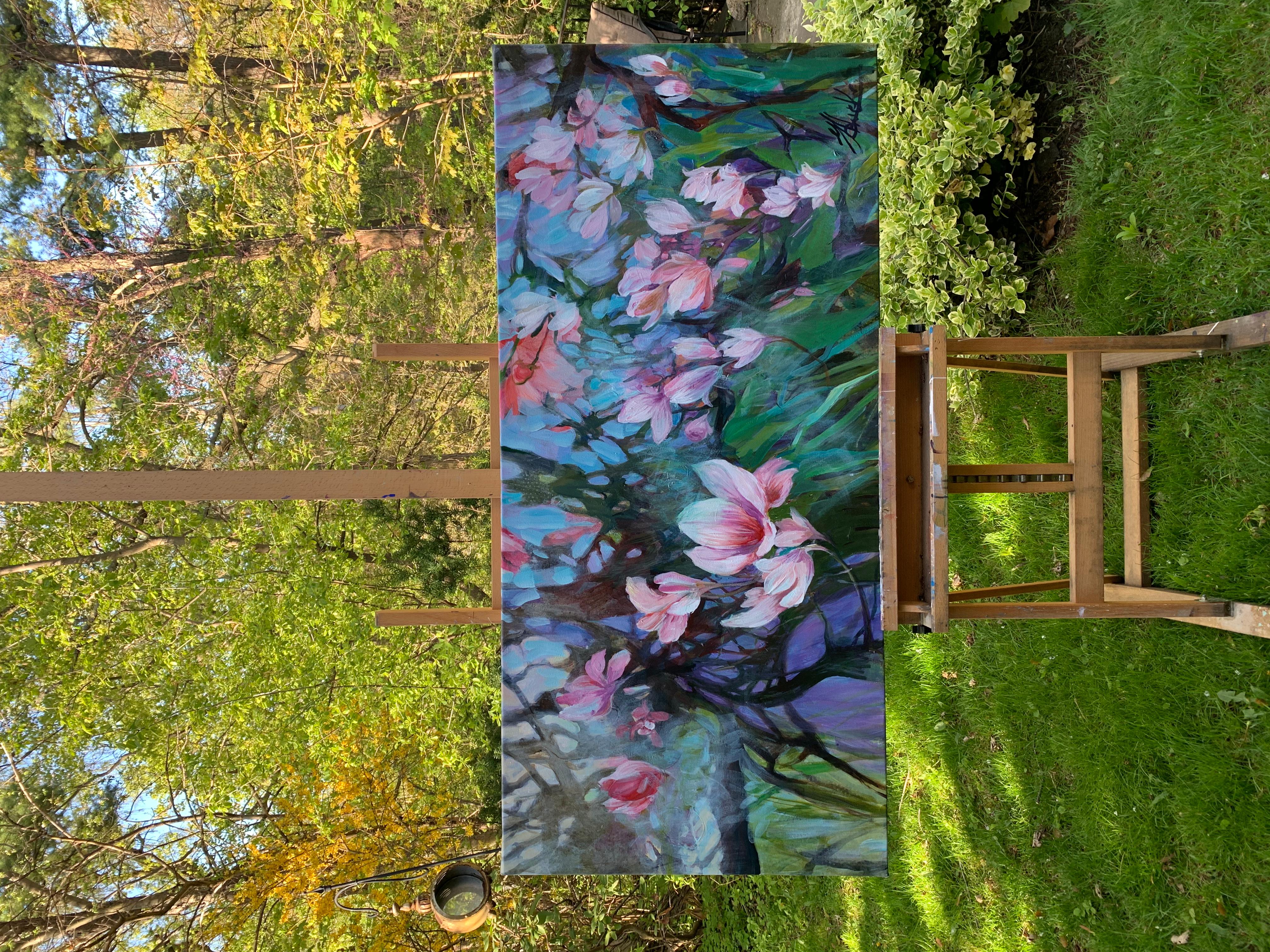 <p>Artist Comments<br>Artist Julia Hacker finds inspiration in the ethereal springtime magnolias. Delicate pink blossoms cover the branches in varying stages of unfolding. A beautiful array of cool and tonal colors, rendered in soft layers, create a