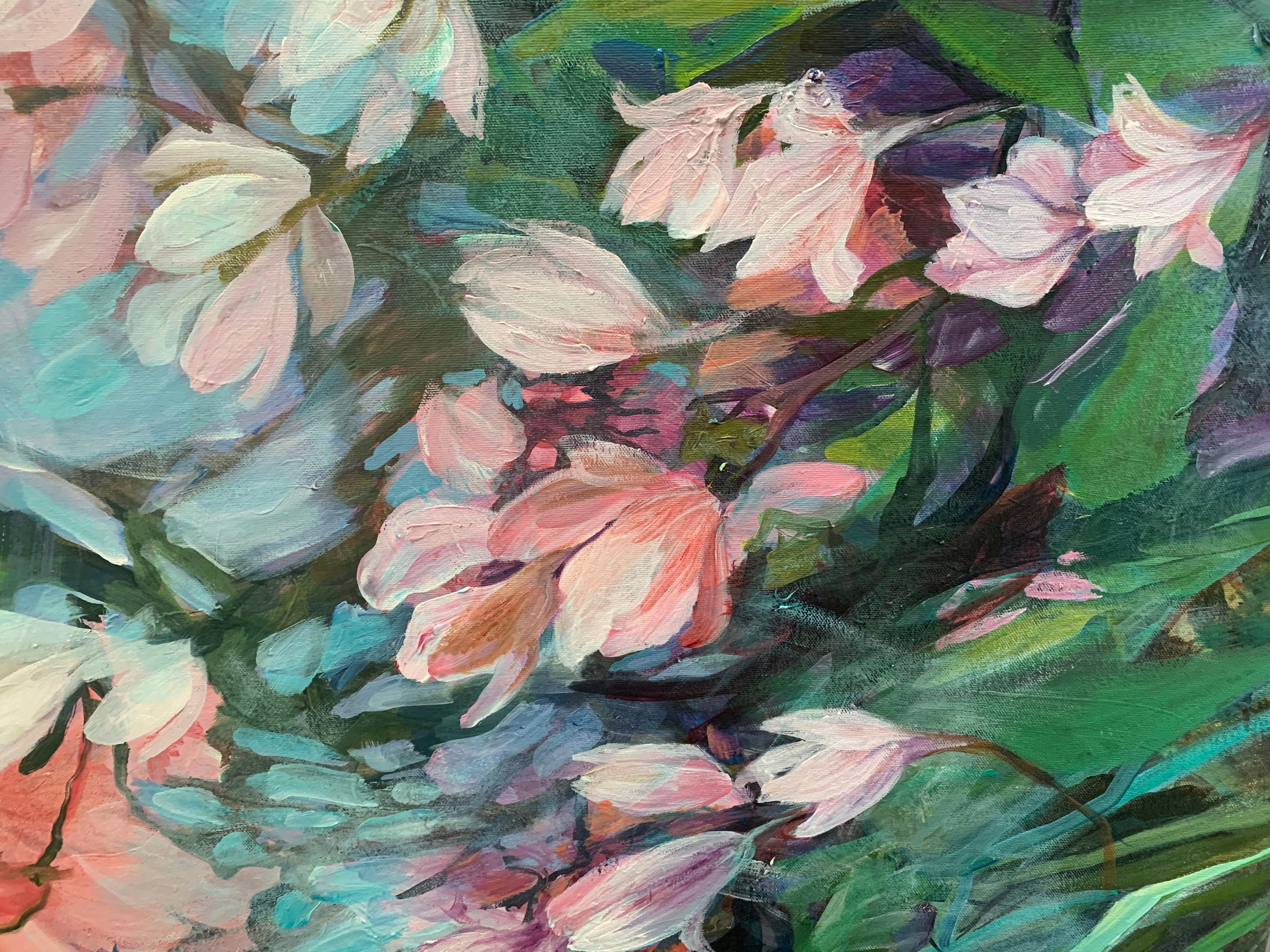 Peinture d'origine « In Full Bloom » - Noir Landscape Painting par Julia Hacker