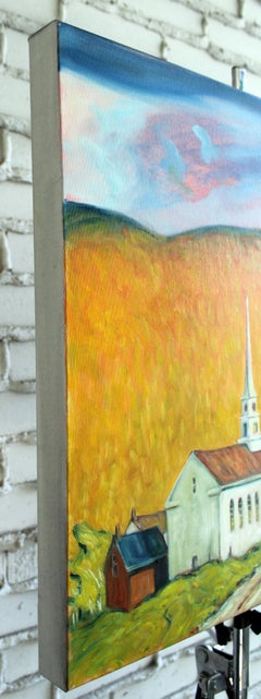 Evening, Stowe Community Church, Vermont, Oil Painting