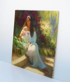 Alana in the Flower Garden, Oil Painting