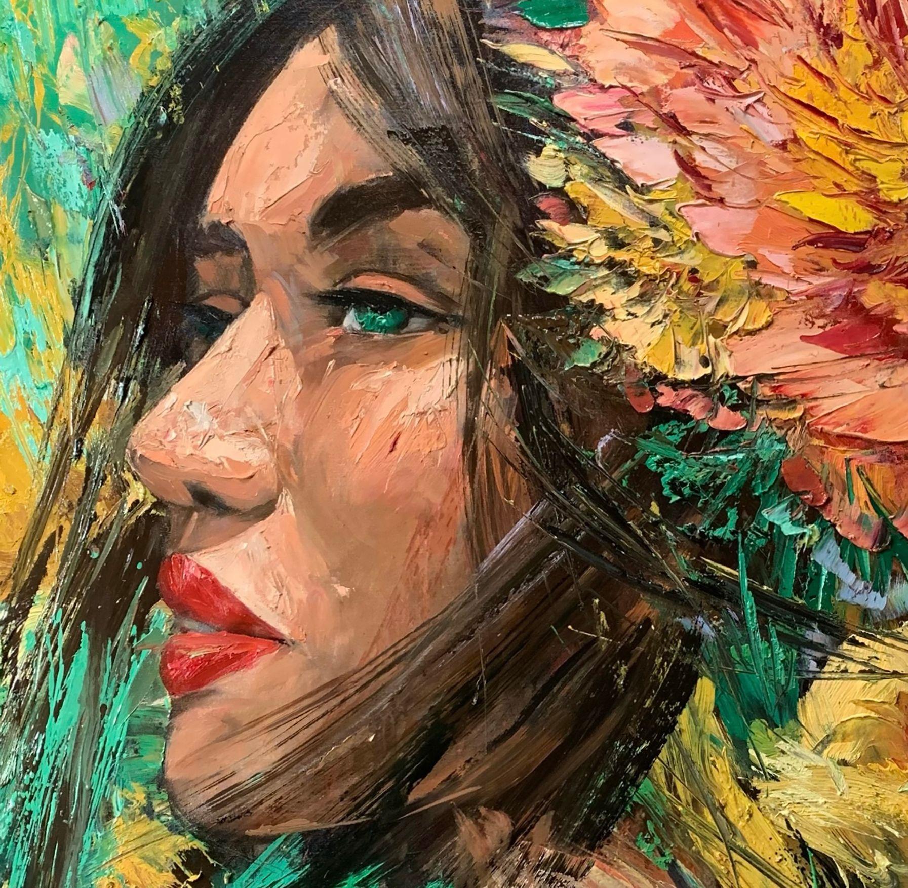 Ivonne, Oil Painting - Abstract Impressionist Art by Eric Alfaro