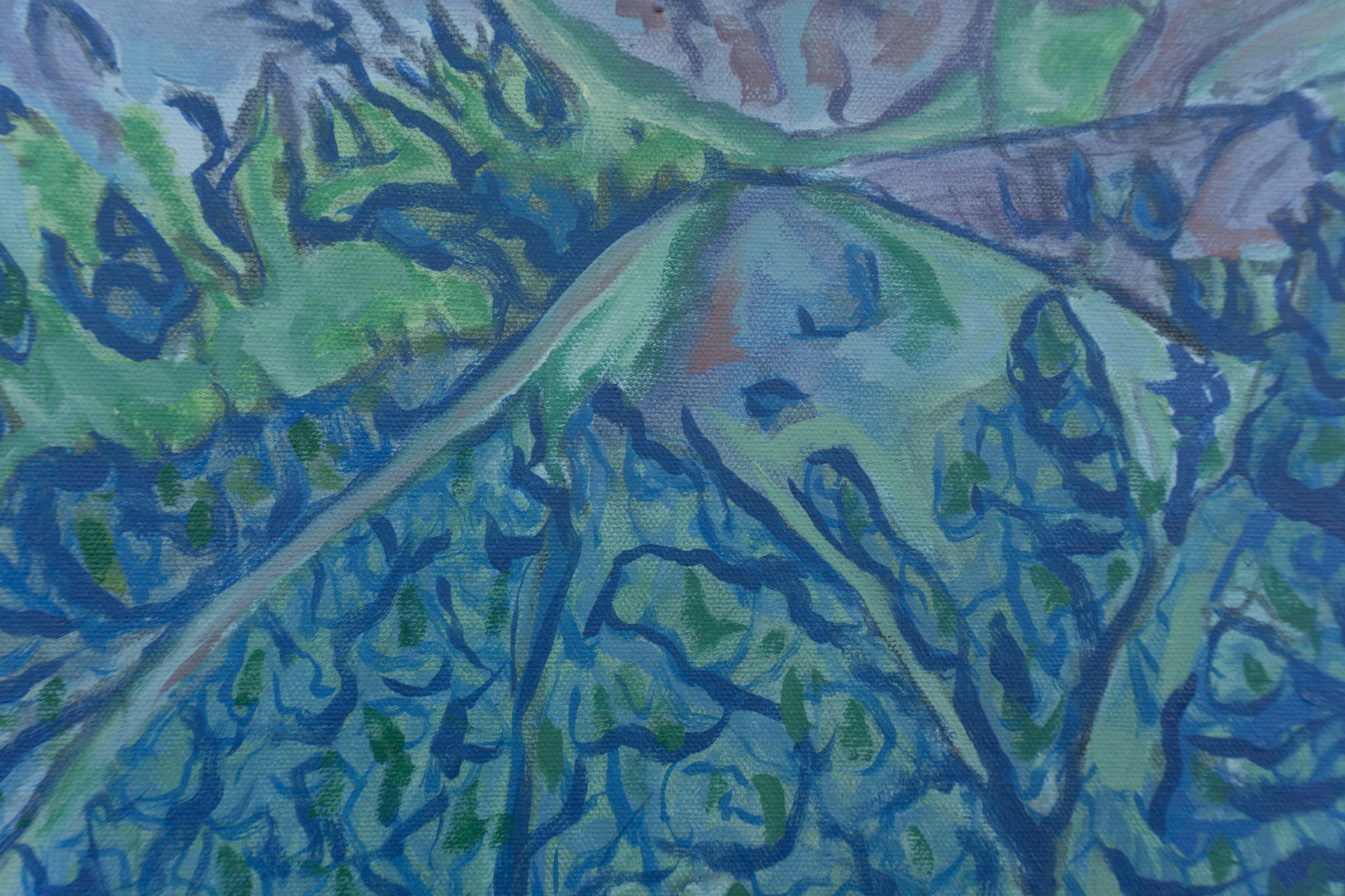 Peinture à l'huile - Fleurs alpines - Bleu Landscape Painting par Crystal DiPietro