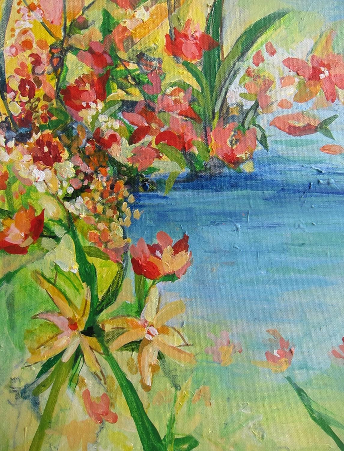 L'eau de l'amour, peinture originale - Gris Landscape Painting par Colette Wirz Nauke