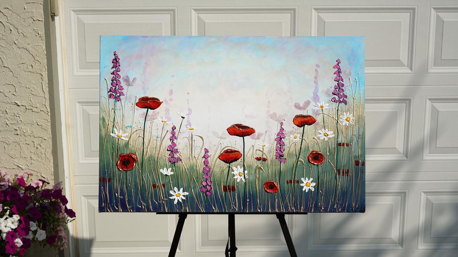 easy flower field painting