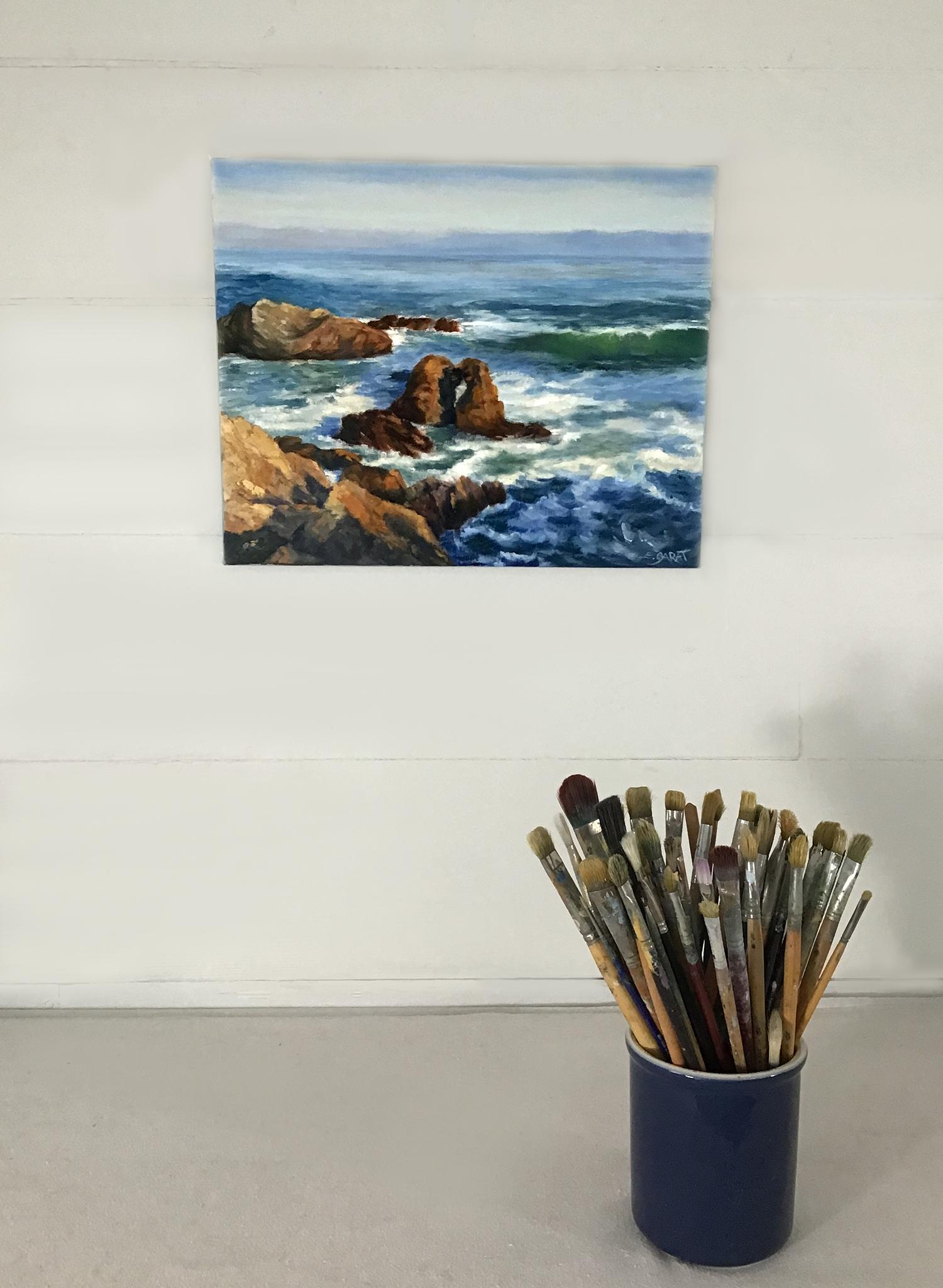 Ölgemälde „Ka Cayucos Coastline Nr. 1“, Öl (Abstrakter Impressionismus), Painting, von Elizabeth Garat