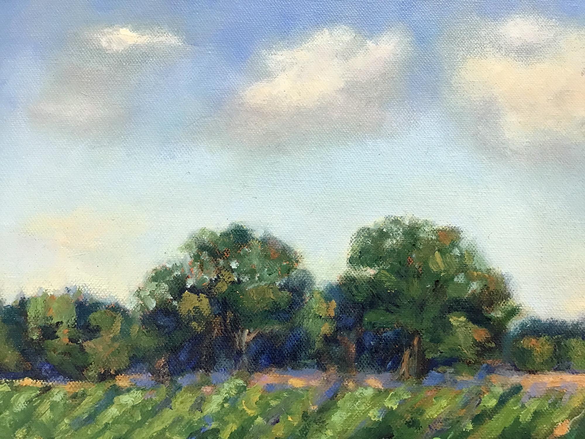 Sunday Afternoon, Delta Farmland, Oil Painting - Abstract Impressionist Art by Elizabeth Garat